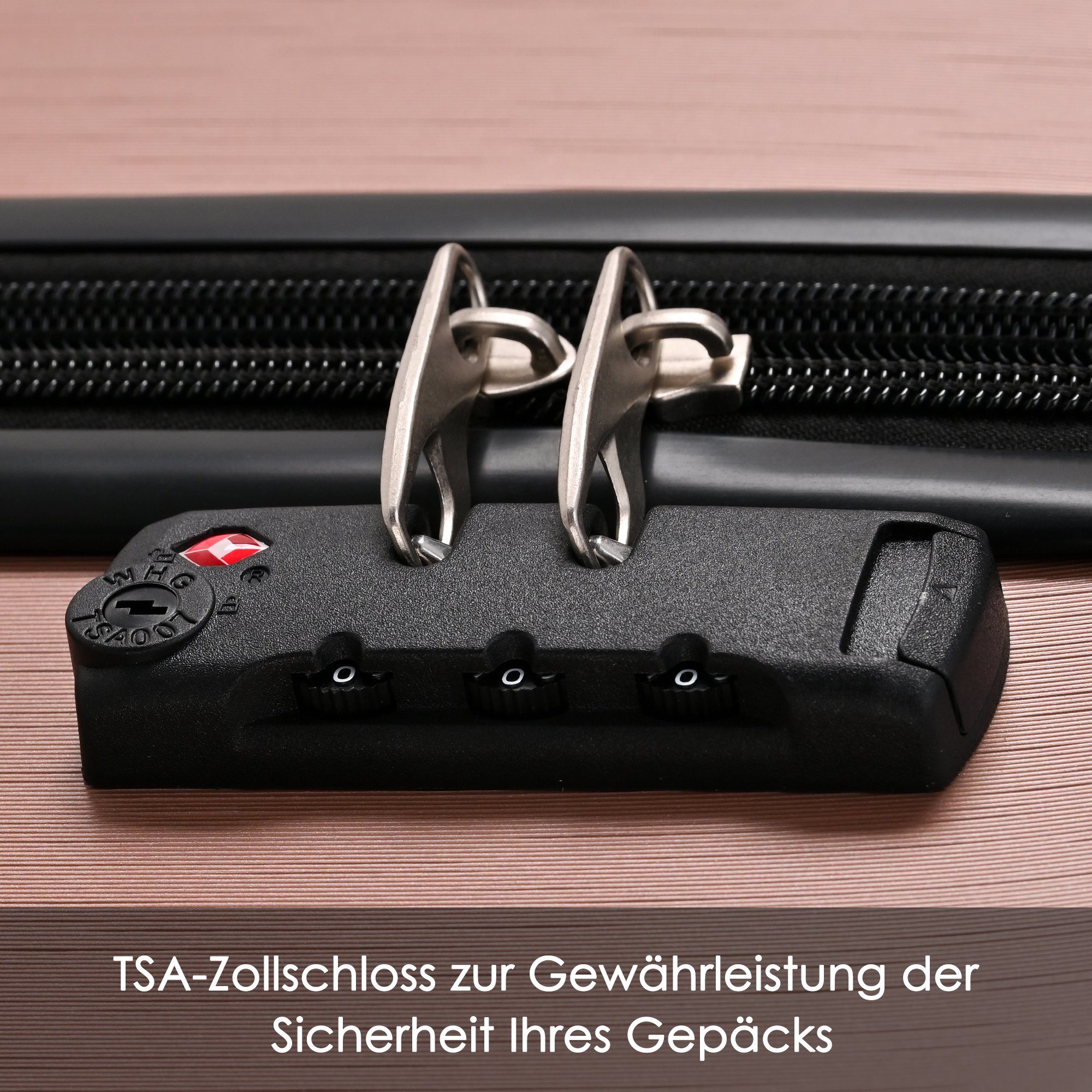 4 Zollschloss, ABS L-Größe: Reisekoffer Ulife cm Rosa Hartschalen-Trolley Rollen,TSA mit 66,5×45.5×28 360° Rollen,