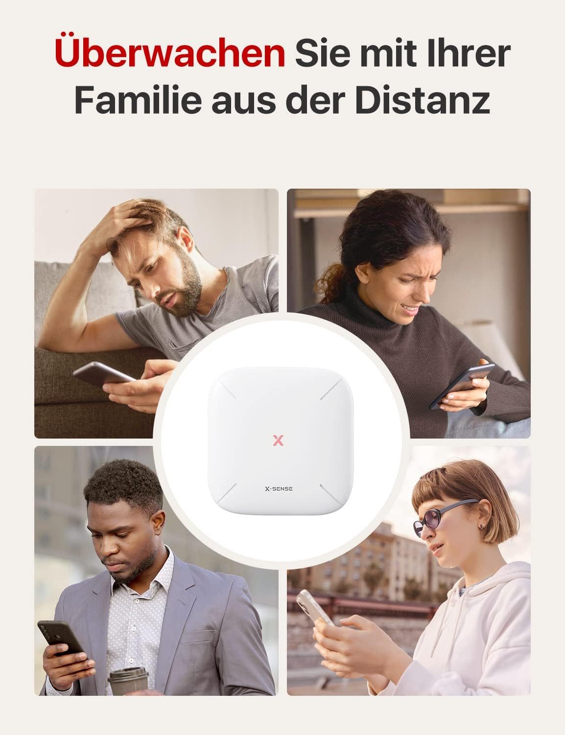 X-SENSE SBS50 kompatibel Rauchmelder-CO Melder WLAN Smart-Home-Station, Sicherheitsnetzwerk auf bis zu 50 Geräten, X-Sense Home Security-App