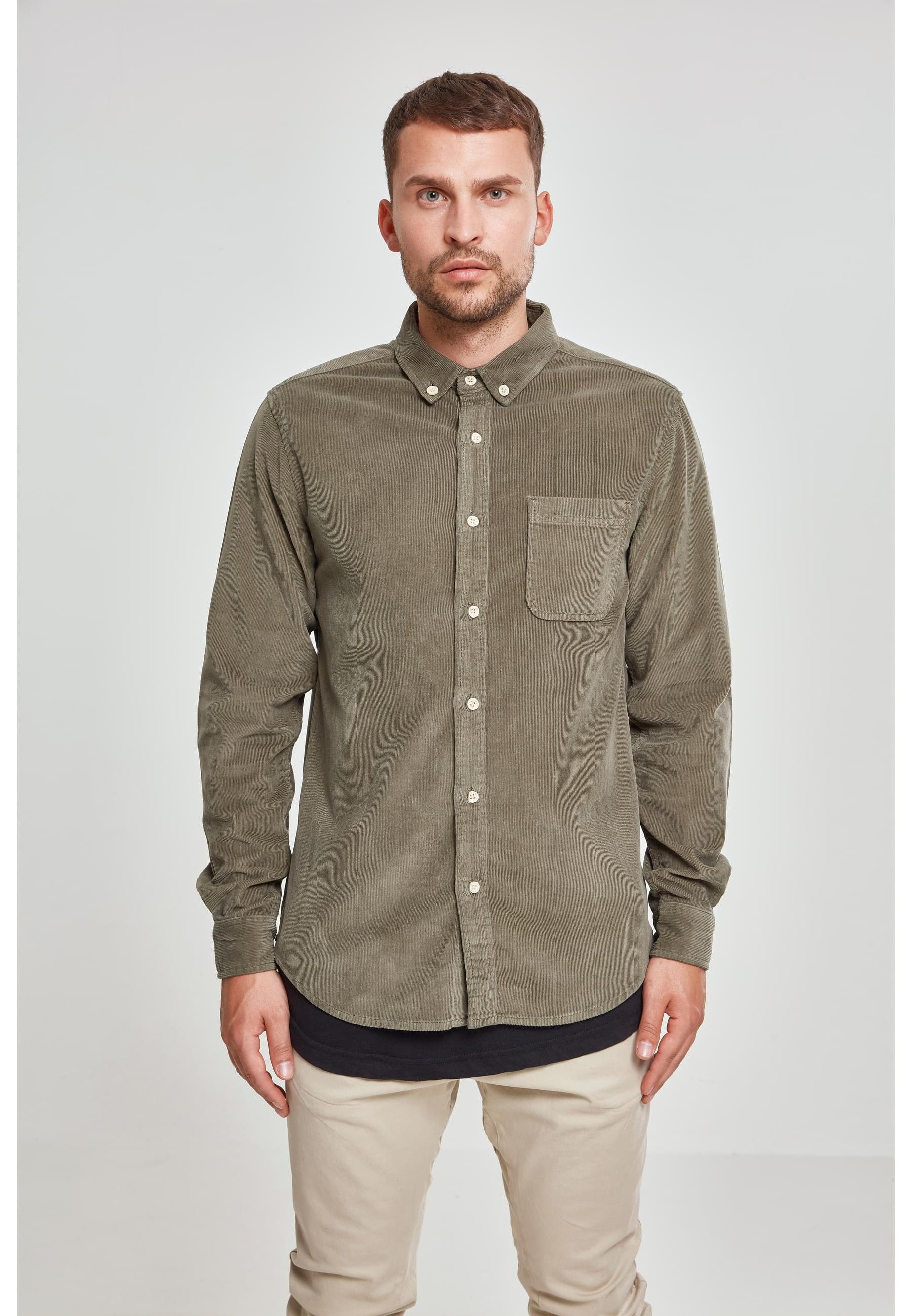 (1-tlg) olive Herren Corduroy Shirt Langarmhemd URBAN CLASSICS