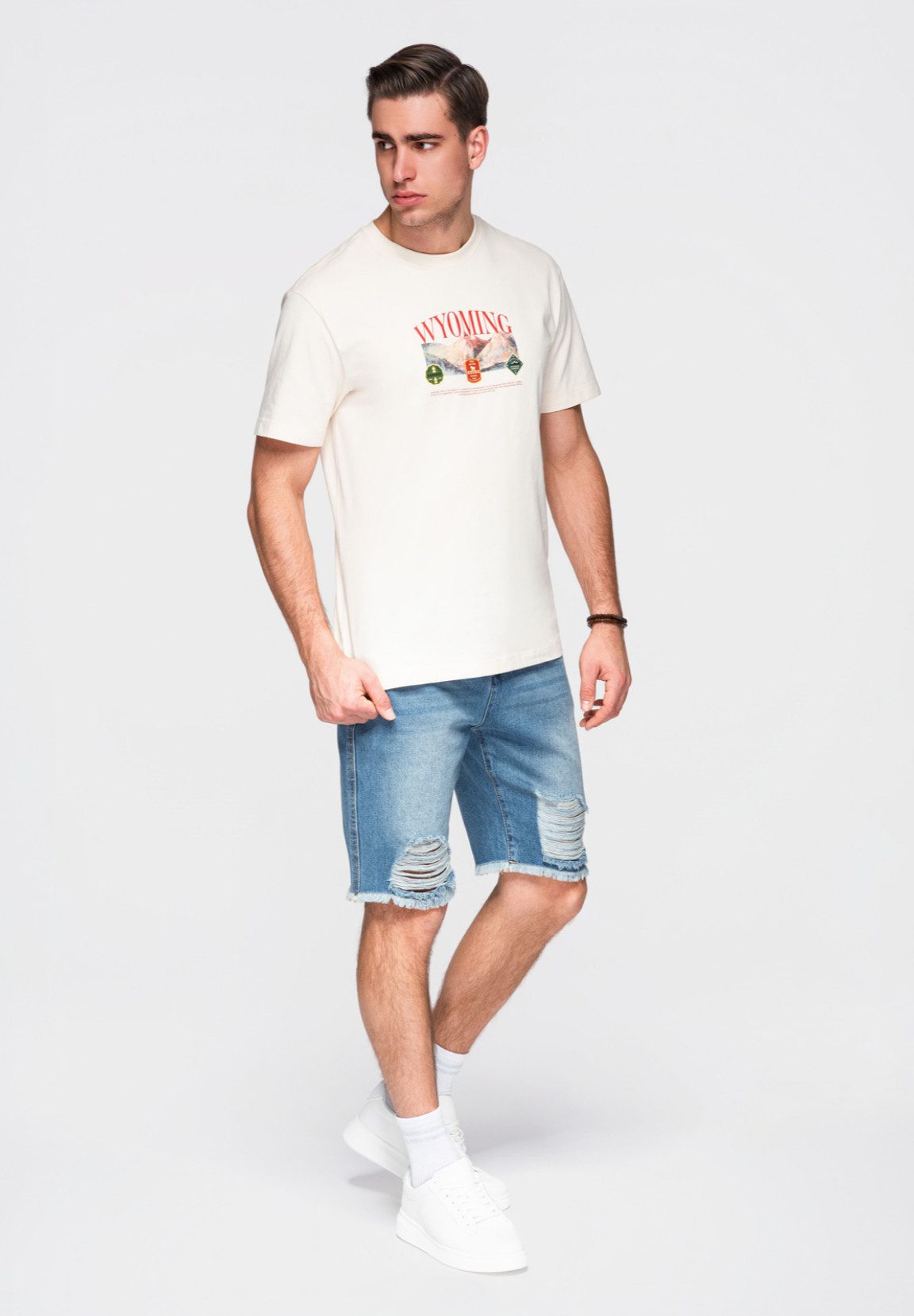 OMBRE Jeansshorts Denim-Shorts für Männer mit Rissen und Löchern