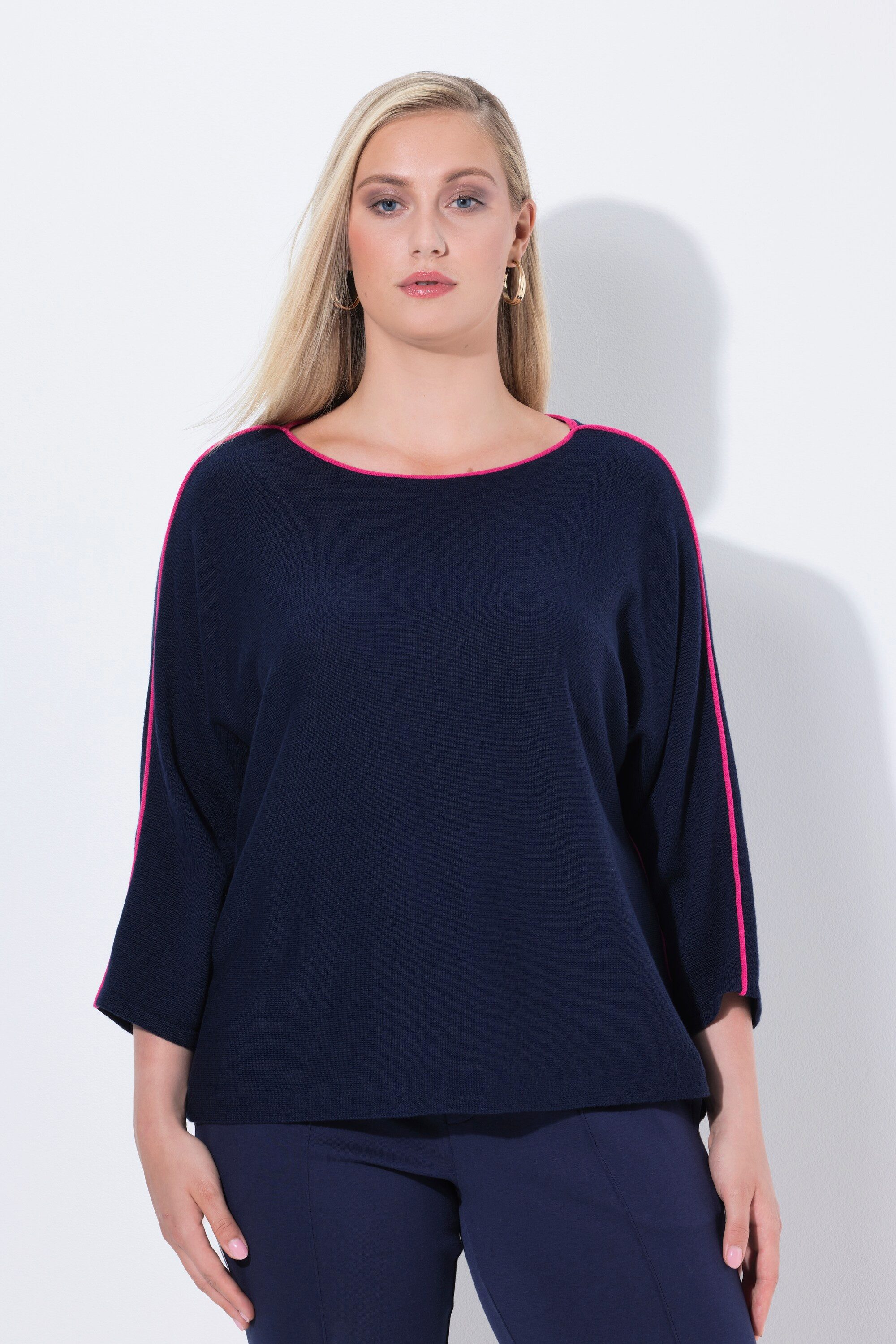Ulla Popken Strickpullover Pullover Piping U-Boot-Ausschnitt günstig online kaufen