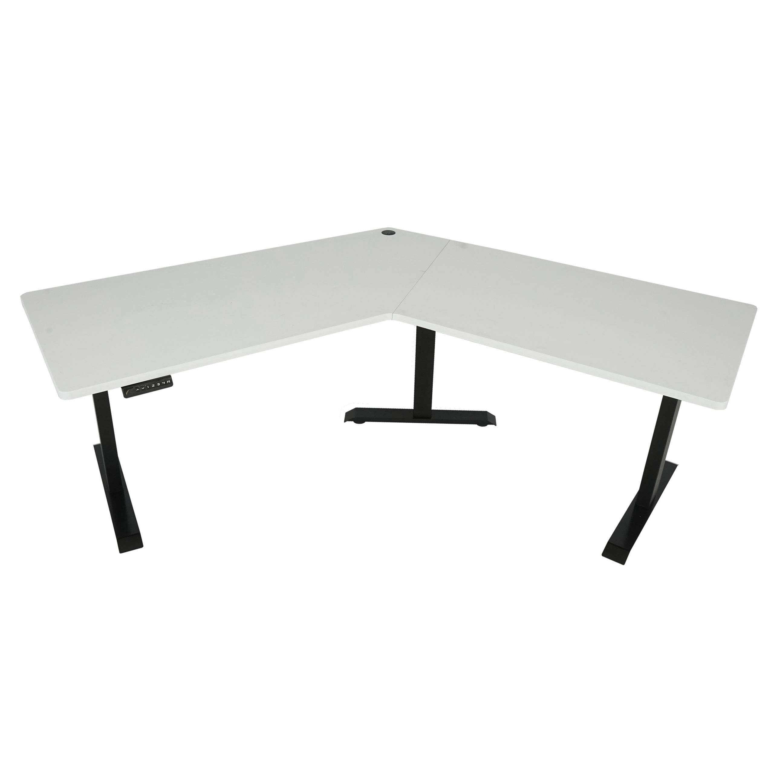 MCW Schreibtisch MCW-D40-3in1 (3-St), Zwei Aussparungen für Kabel in der Tischplatte weiß, schwarz | schwarz | weiß