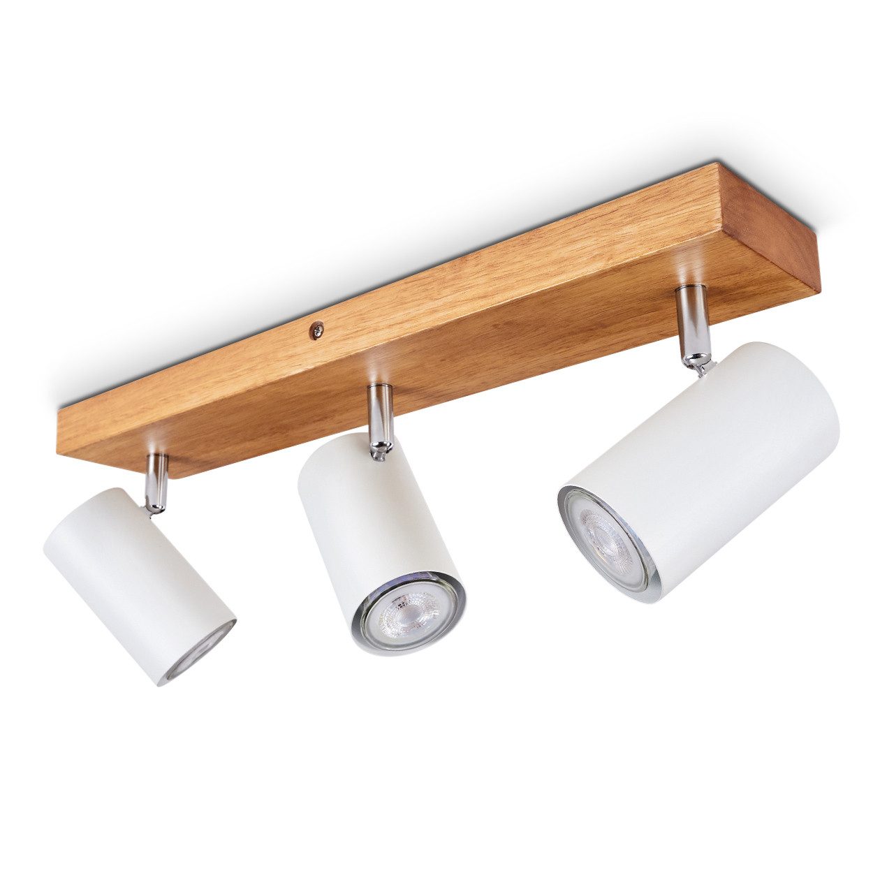 hofstein Deckenleuchte »Godo« Deckenlampe aus Metall in weiß und Holz, ohne Leuchtmittel, Zimmerlampe, Leuchtenköpfe sind dreh-/schwenkbar, GU10