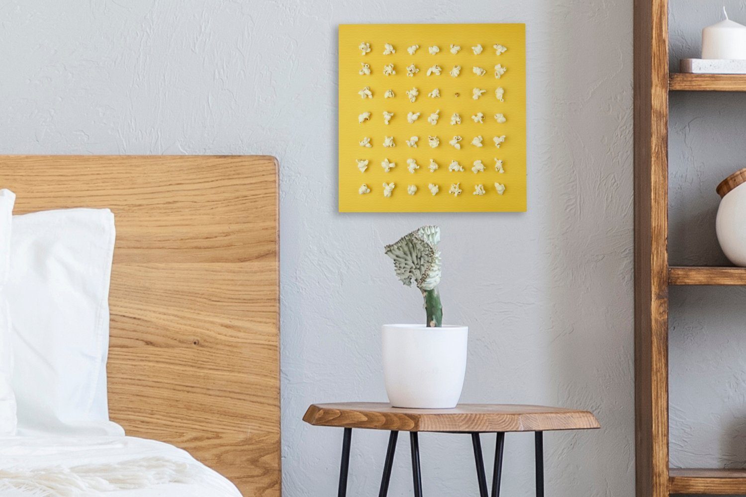 OneMillionCanvasses® Leinwandbild Muster - Leinwand (1 Popcorn Gelb, - St), Schlafzimmer Wohnzimmer Bilder für