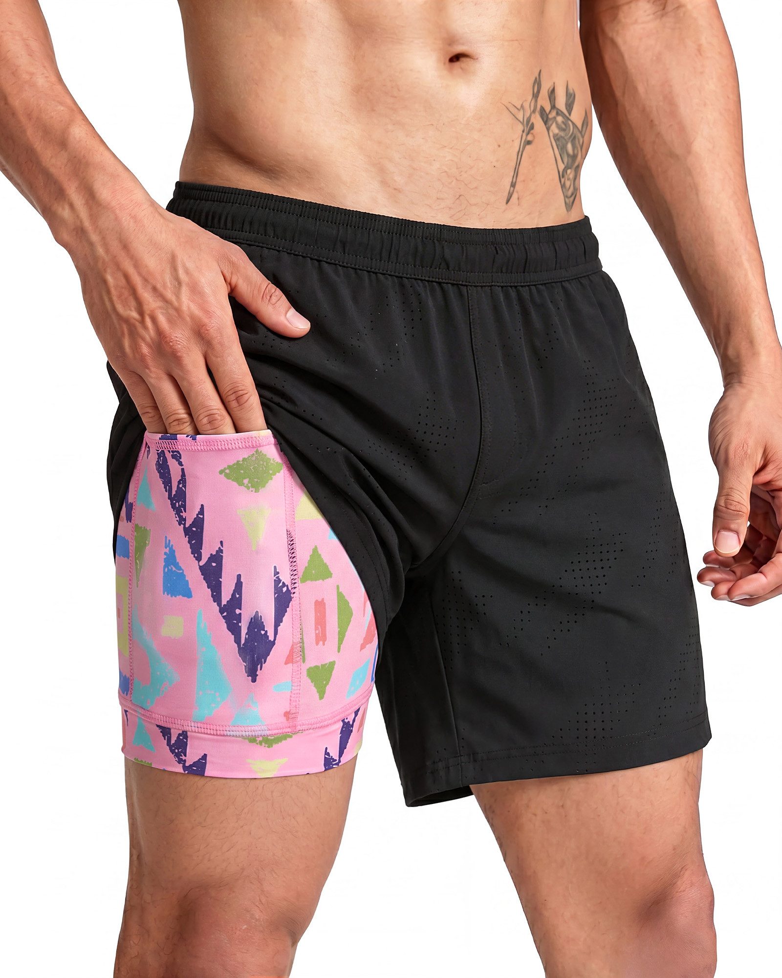 MaaMgic Laufshorts Herren 2-in-1 atmungsaktiv Trainingsshorts Stretch kurz Sporthose (1-tlg)