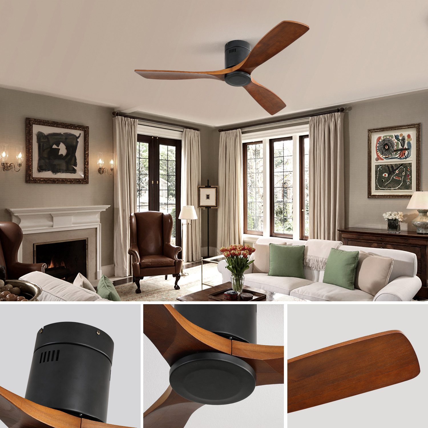 MODFU Deckenventilator Holzdesign mit reversibler Funktion, günstig online kaufen