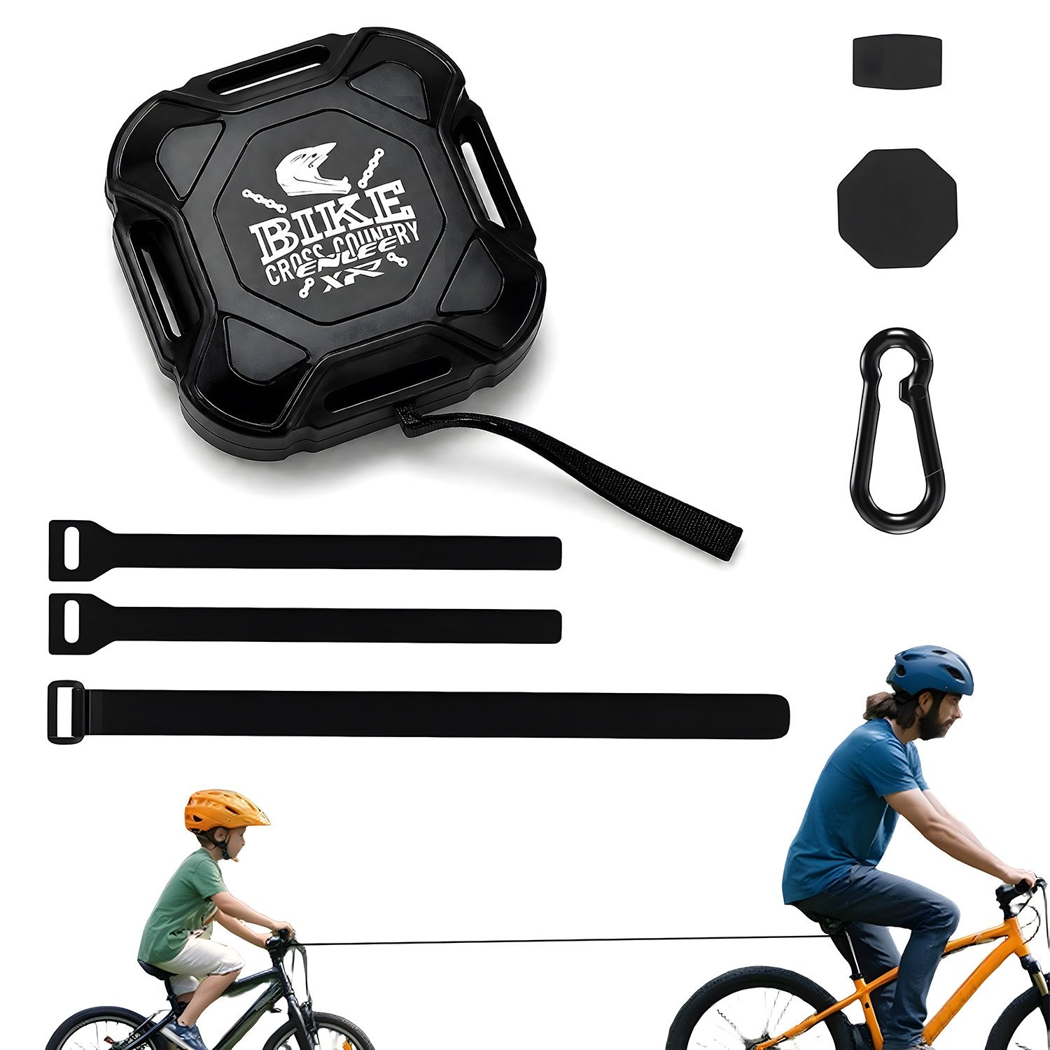 Refined Living Abschleppseil Fahrrad Abschleppseil Kinder Elastisches 2.5M Fahrrad Traktionsseil (Fahrrad Schleppseil Einziehbar für Kinder/Erwachsene Fahrradzubehör, 1-tlg., Zuglast Bis 100kg, Sicheres und Schnelles An- und Abkoppeln), Fahrradleine passend für alle Lenker, für Kinder MTB Bike