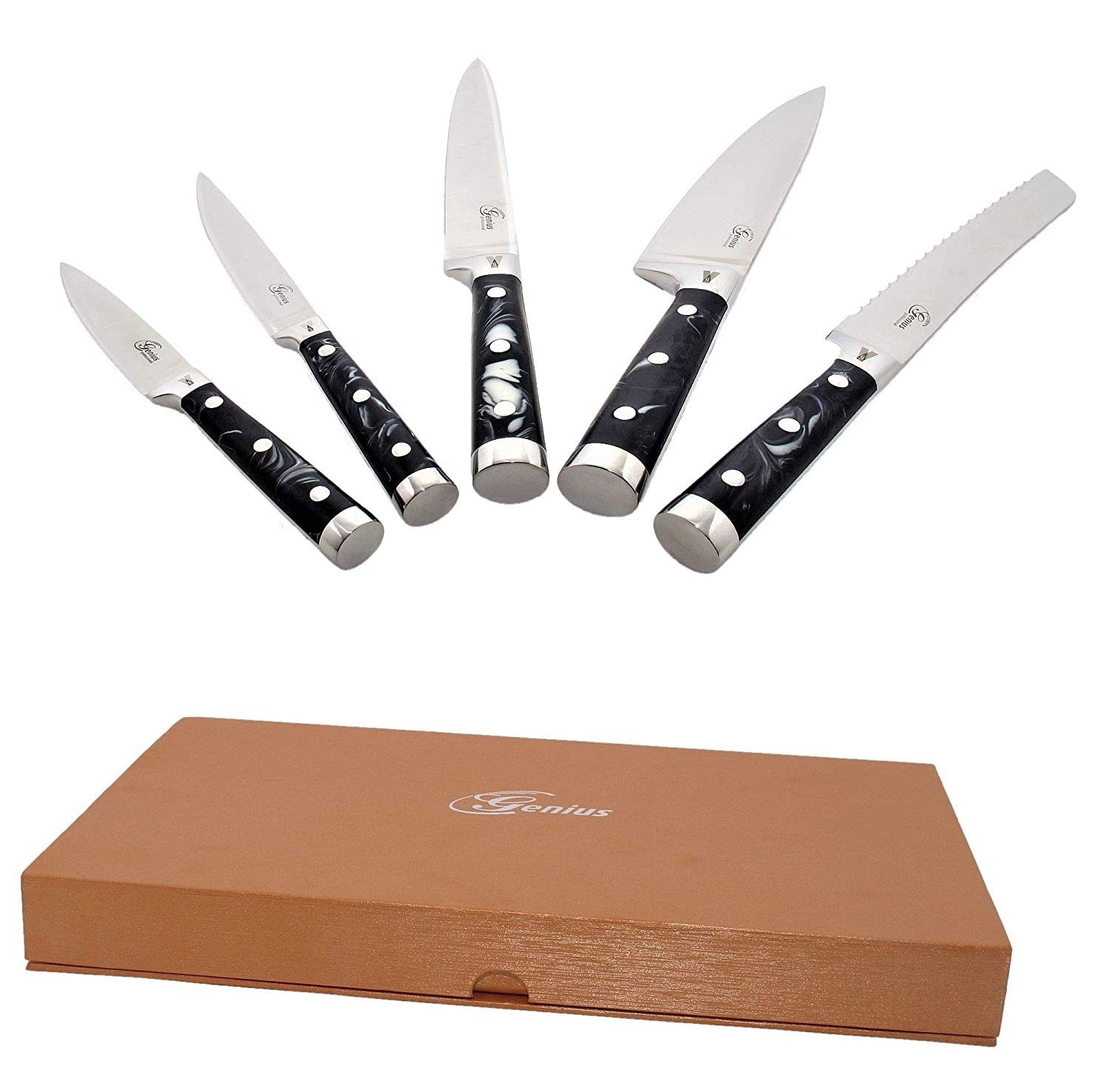 Genius Messerblock Genius - Profi Messerset 5-teilig in Geschenkebox sehr hochwertig UVP