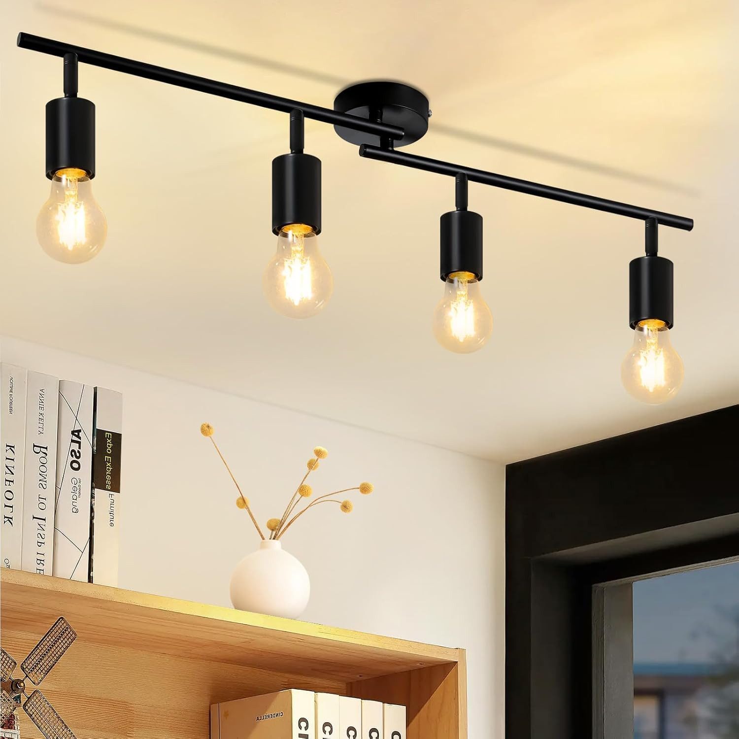 ZMH Deckenstrahler Schwarz Deckenlampe - Schwenkbar 350° Spots E27 Vintage günstig online kaufen