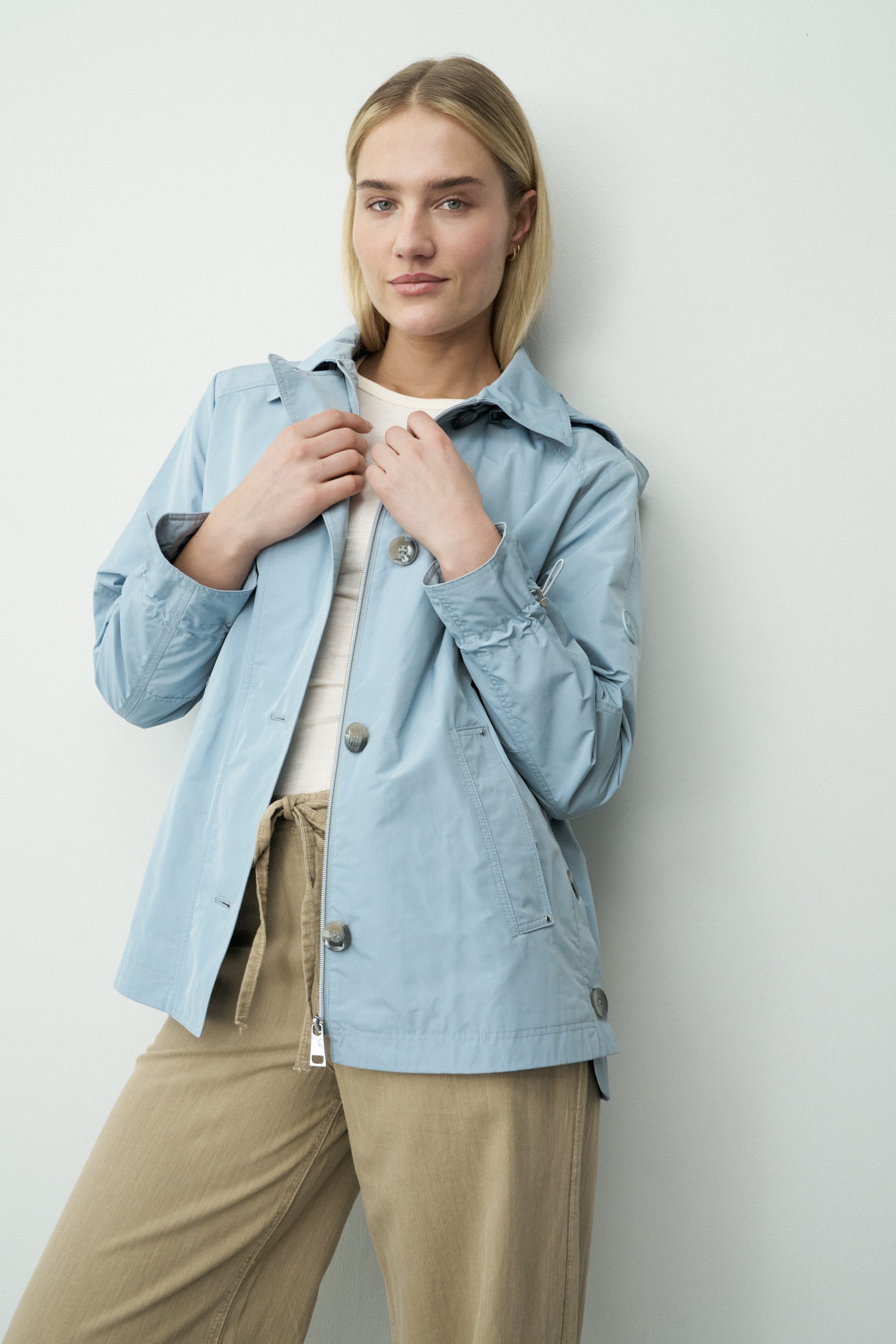 Barbara Lebek Trenchcoat Jacke im Trenchstyle, Frühlingsjacke oder Damenjacke mit Kapuze