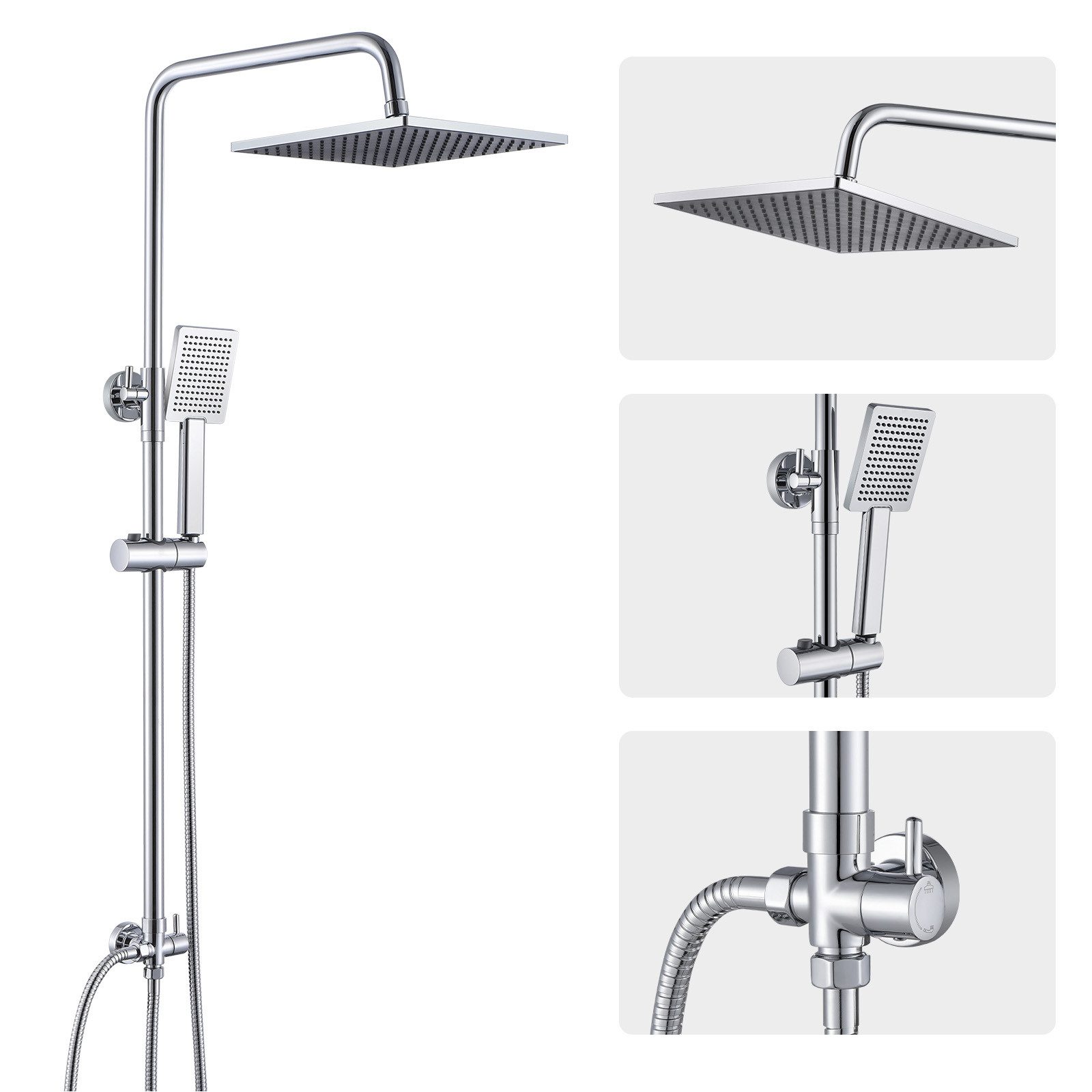 Duschsystem mit Handbrause Flexible Duschstange höhenverstellbar
