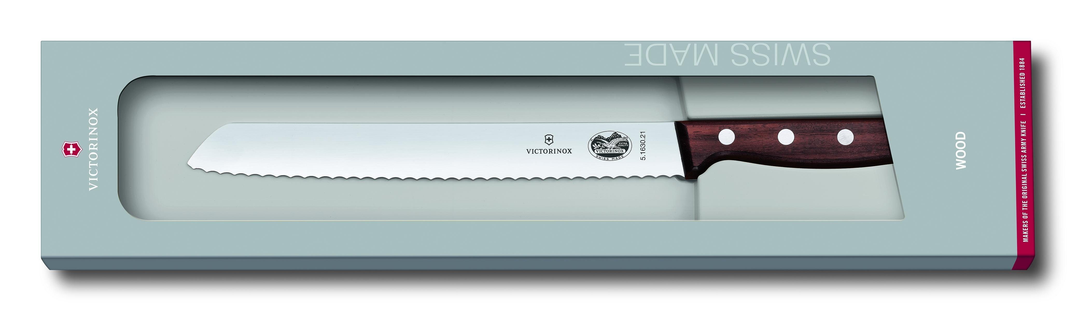 Victorinox Taschenmesser Brotmesser, Ahorn modifiziert, Wellenschliff,21cm,Geschenkverpack