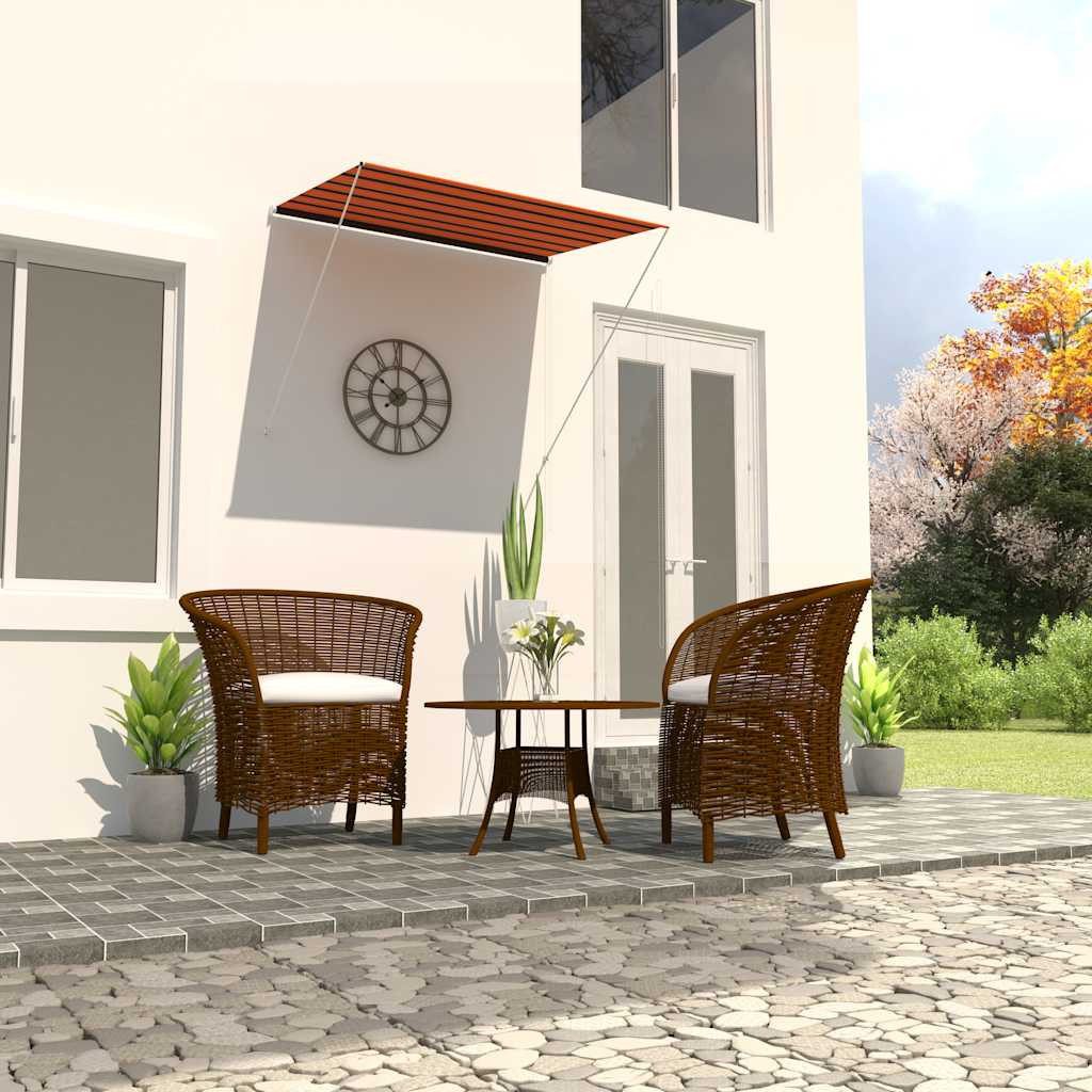 furnicato Markise Einziehbare 200 x 150 cm in Orange und Braun UV- und wasserbeständiger Sonnenschutz, höhenverstellbar für Balkon
