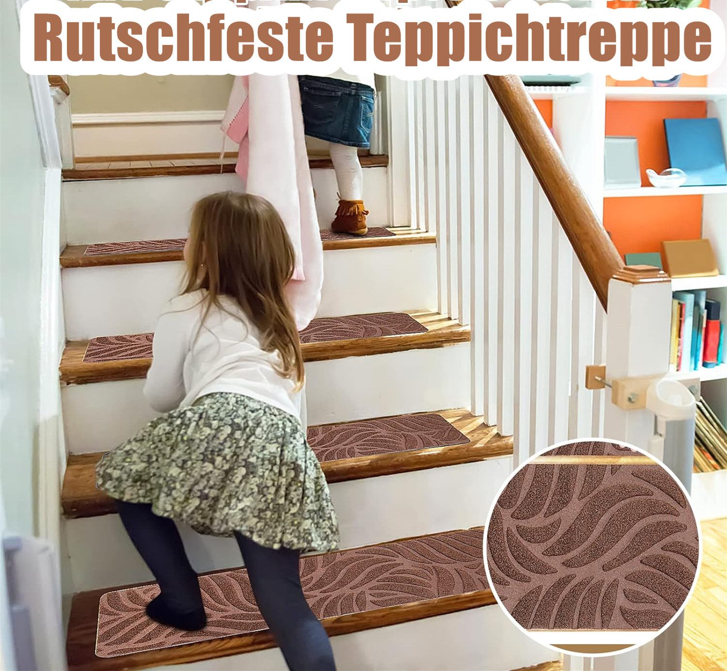 Refttenw Stufenmatte Rutschfester Treppenteppich, Stufenteppich 6-St günstig online kaufen