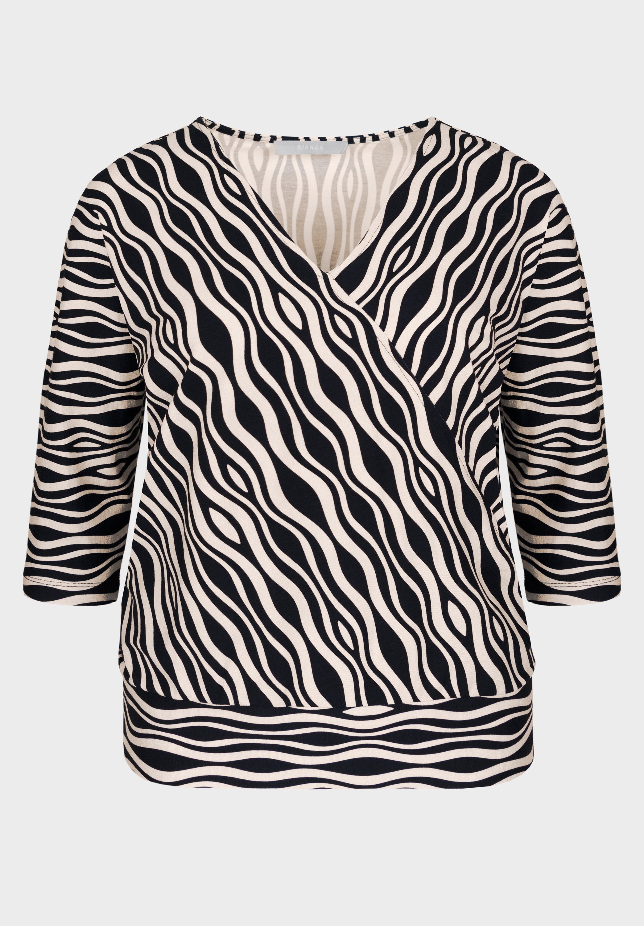 bianca Print-Shirt mit und modernem WALLY Print Wickeloptik angedeuteter