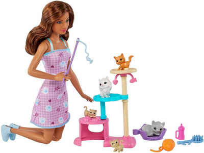 Barbie Anziehpuppe Barbie-Puppe und Kätzchen Kratzbaum, Spielset mit Zubehör
