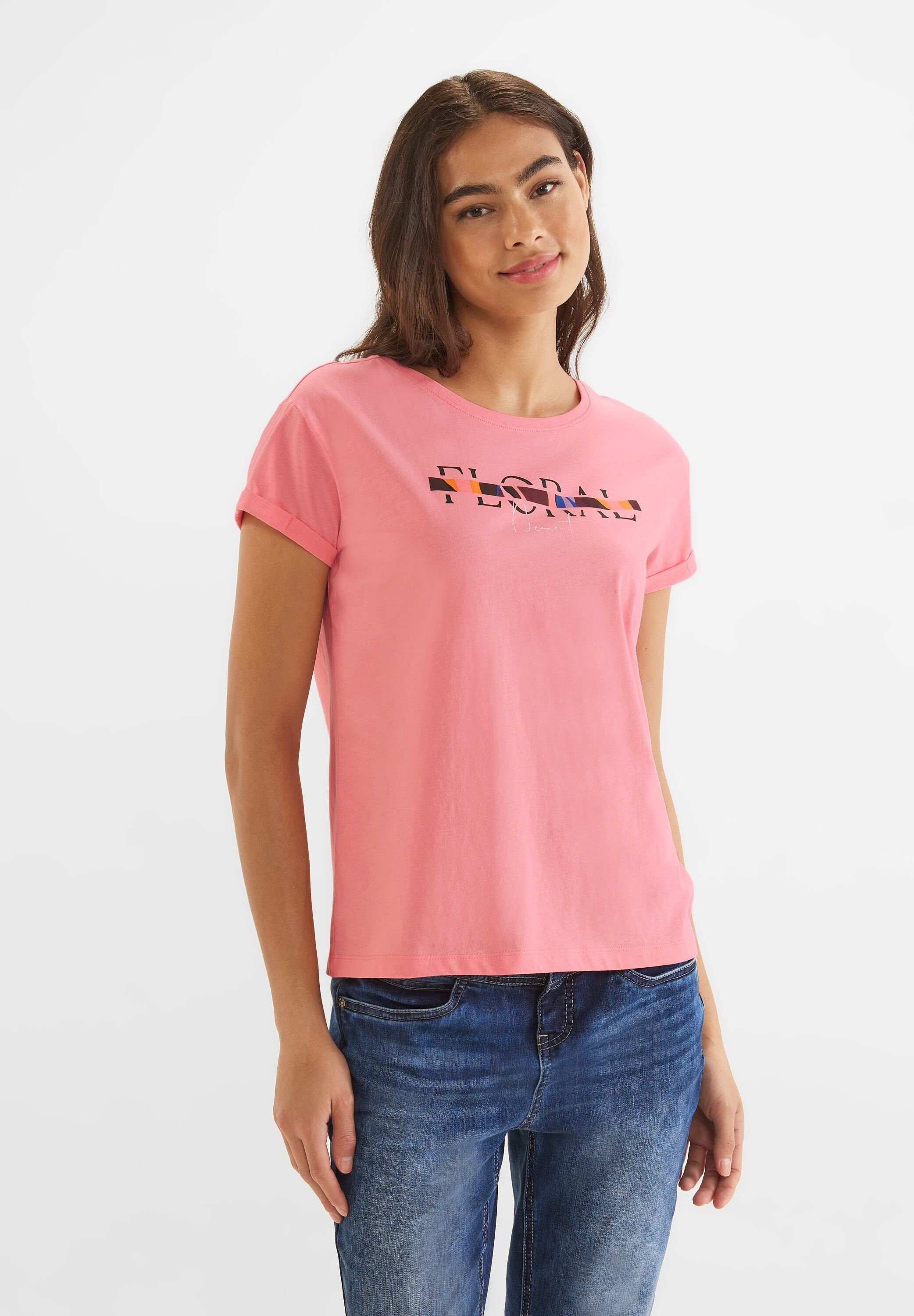 STREET ONE T-Shirt in Unifarbe strong berry shake