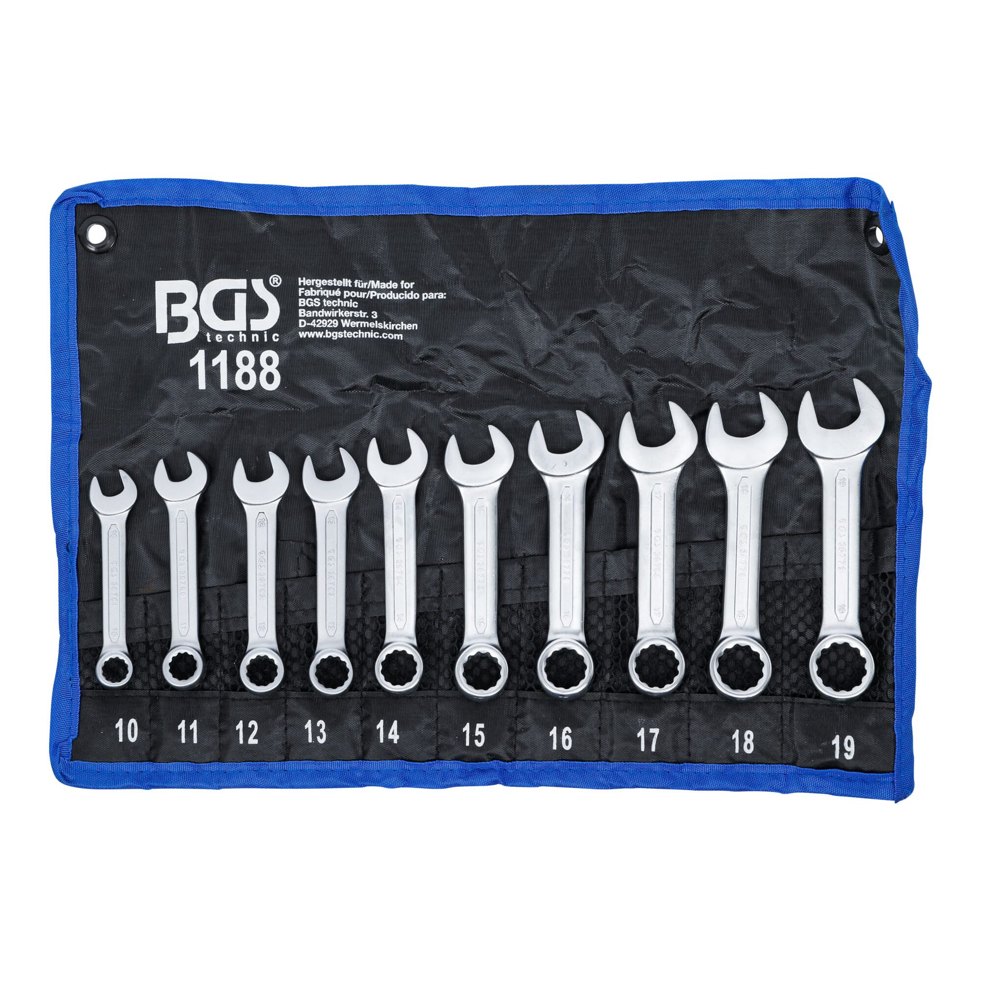 BGS technic Maulschlüssel BGS Maul-Ringschlüssel-Satz extra kurz SW 10 - 19 mm 10-tlg.
