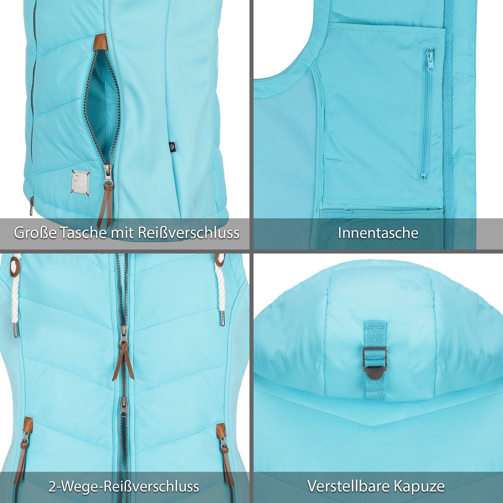 Weste Malente capri Kapuze Steppweste Dry – windabweisend blau Damen Fashion mit Outdoor-Weste