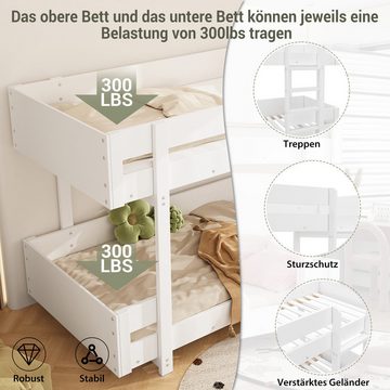 WISHDOR Etagenbett Hochbett Kinderbett (90*200cm), Mit Treppe, Schlichtes Design, Verstärktes Geländer