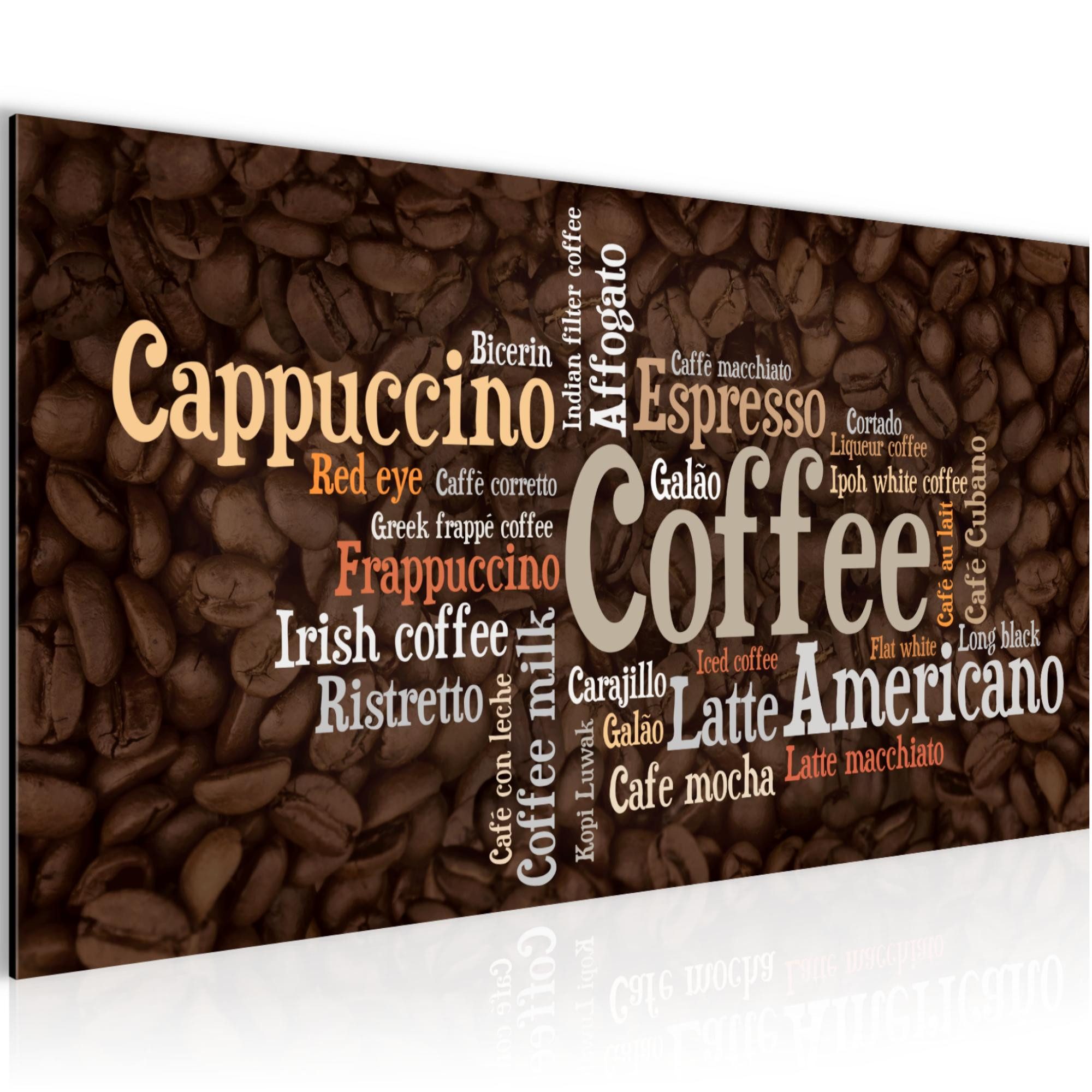 Runa Art Wandbild Küche Kaffee auf Vlies Leinwand Mit Aufschrift Esszimmer Grau 0367, 100L x 40B cm