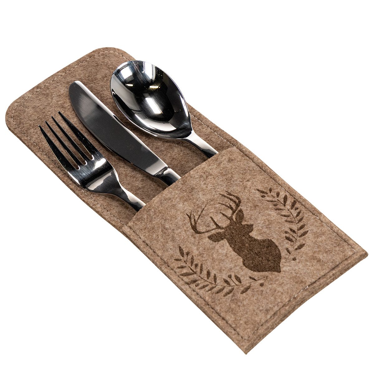Posiwio Weihnachtsmann Festliche Bestecktasche Filz Hirsch-Dekor für stilvolle