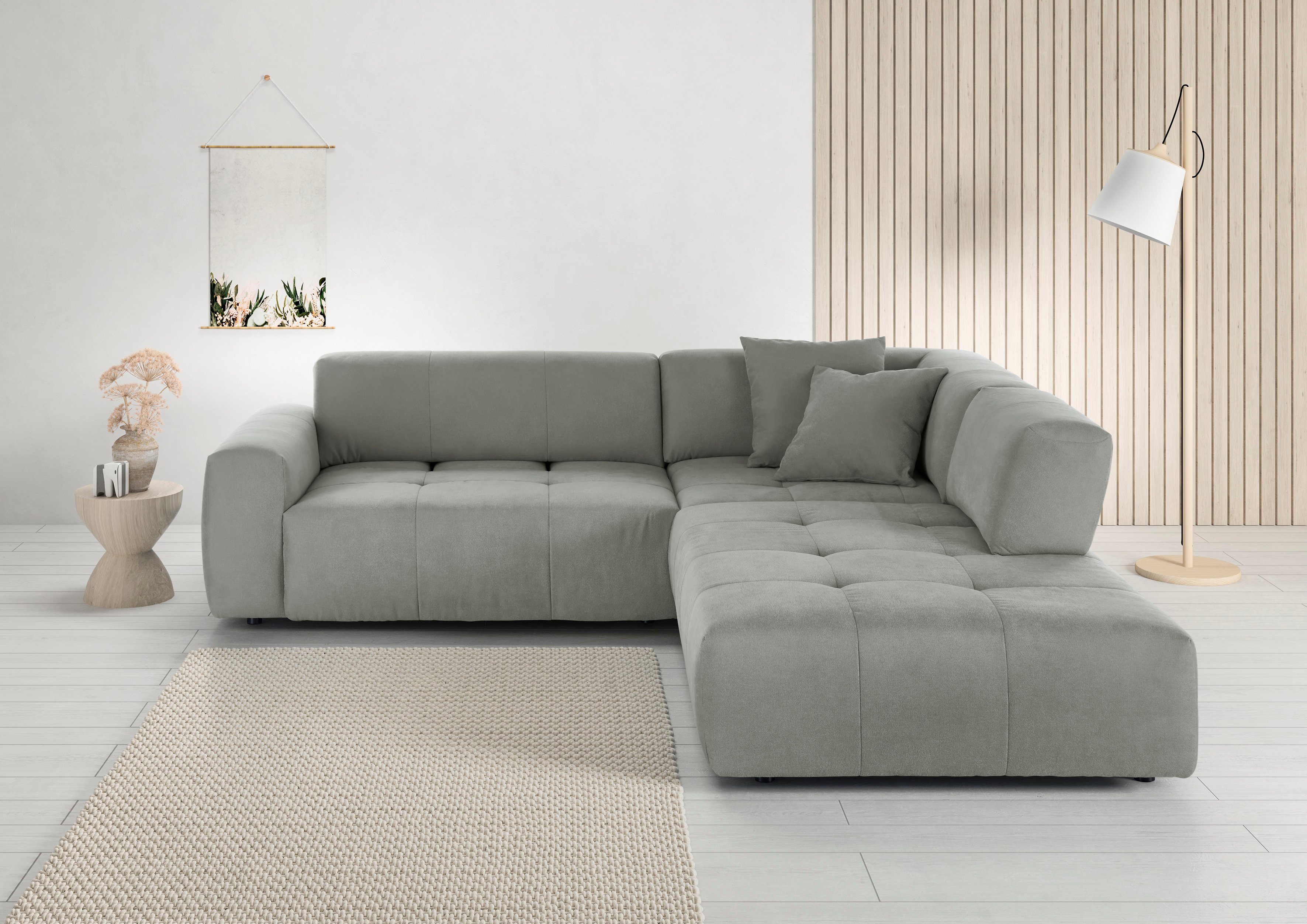 3C Candy Ecksofa Yoshy Komfortsofa, bequem und modern, hochwertige Verarbeitungsdetails, Zwei verschiedene Sitztiefen durch verstellbare Rückenlehne, L-Form