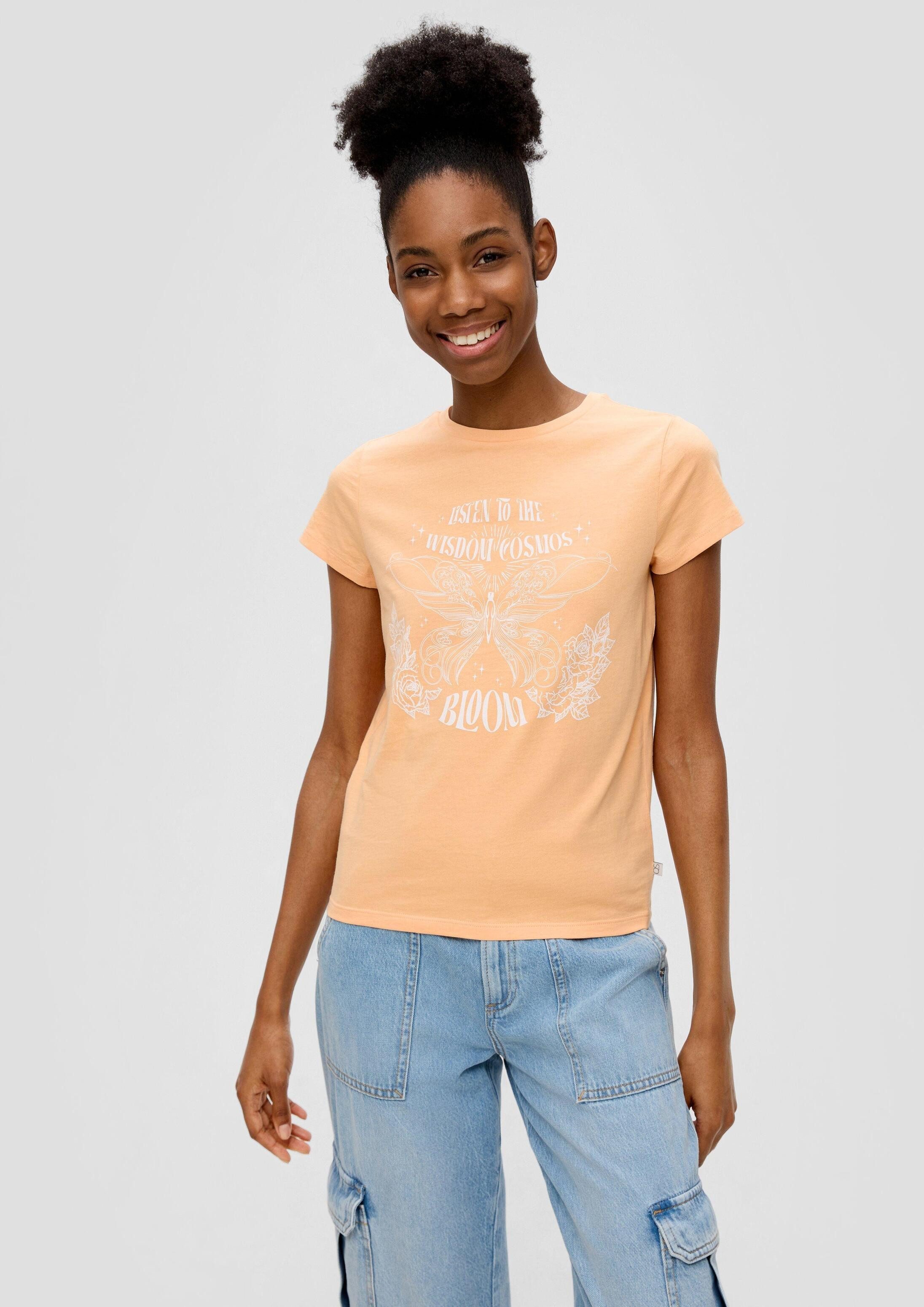 QS Kurzarmshirt T-Shirt T-Shirt mit Frontprint
