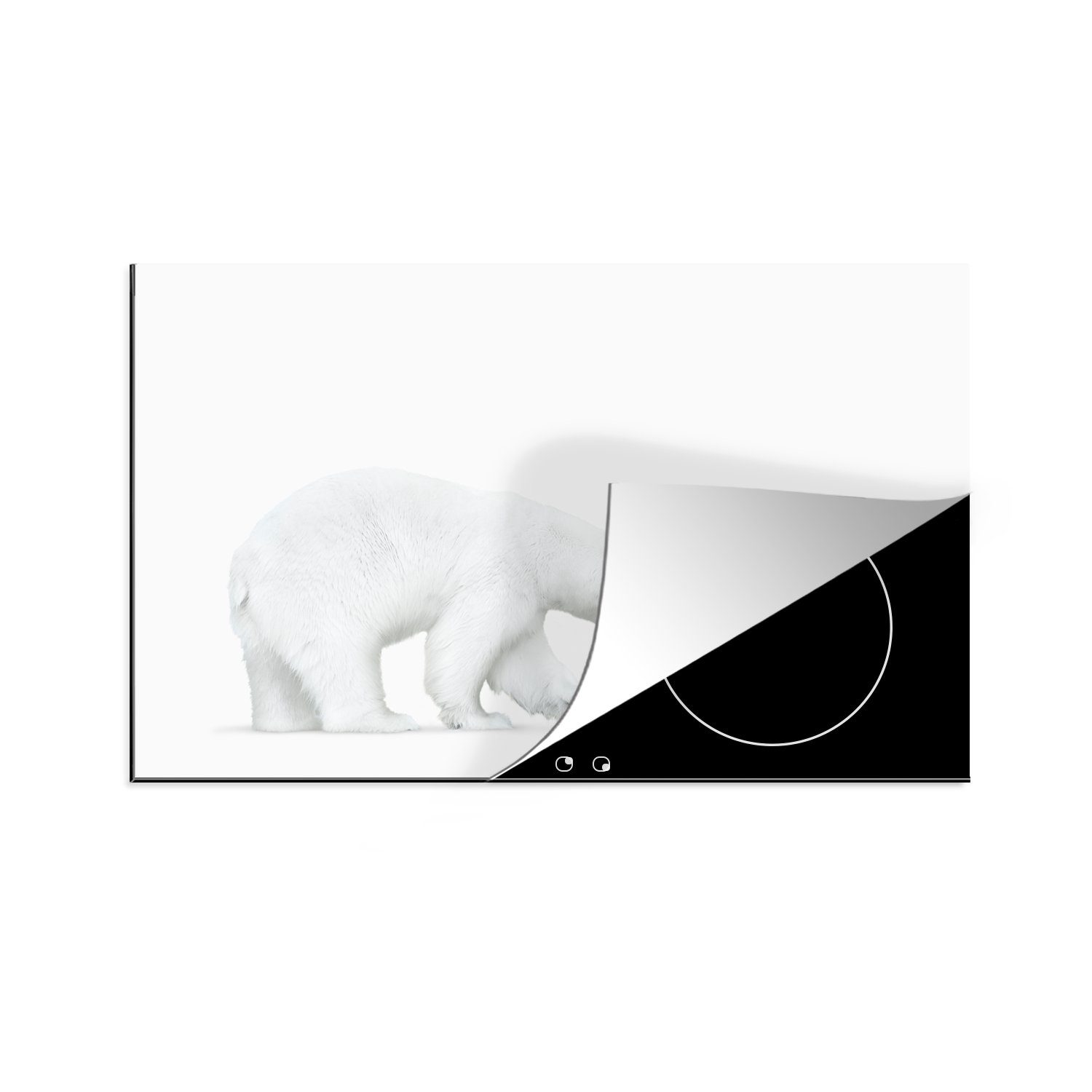 Schutz Induktionskochfeld Ceranfeldabdeckung tlg), - Weiß, cm, für die 81x52 Vinyl, küche, MuchoWow (1 Tiere Eisbär Herdblende-/Abdeckplatte -