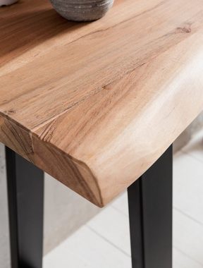 FINEBUY Konsolentisch FB44537 (Massivholz Akazie 120x45 cm, Tisch mit Baumkante), Flurtisch Landhaus, Anrichte Flur, Schminktisch