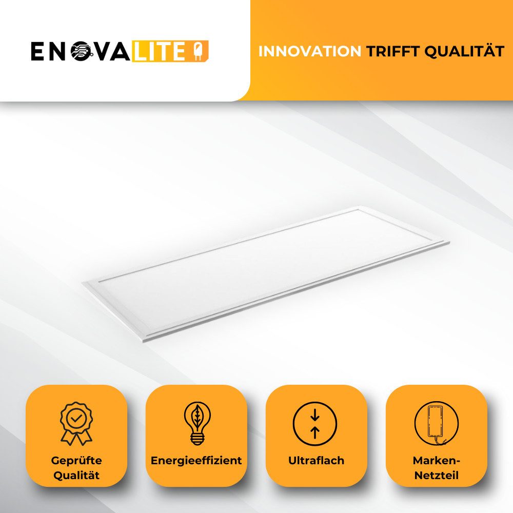 ENOVALITE LED Rasterleuchte 5er Pack LED Panelleuchte 120x30 cm, 36 W, 3.600 lm, 3000 K (warmweiß), LED fest integriert, Warmweiß