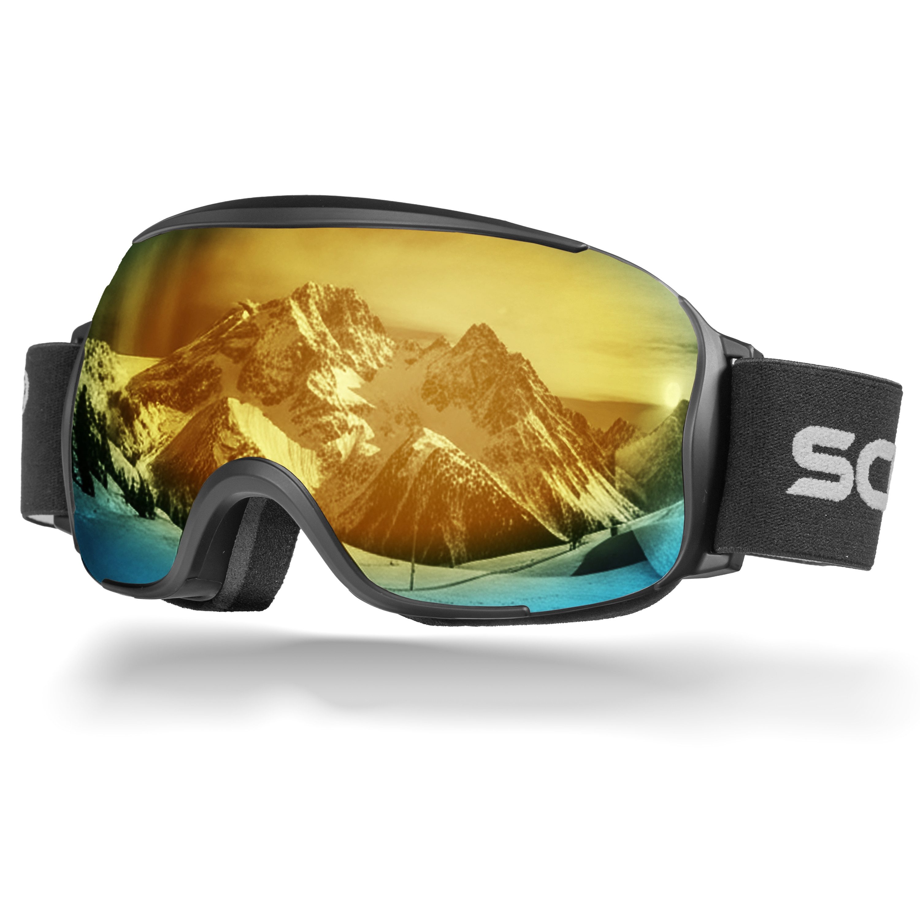 SCHNORR Sportbrille Schnorr Skibrille Kryos - Sphärisch, Gold (S3), Full REVO, Anti-Fog, (1-St), Full REVO-Beschichtung Gold (S3)