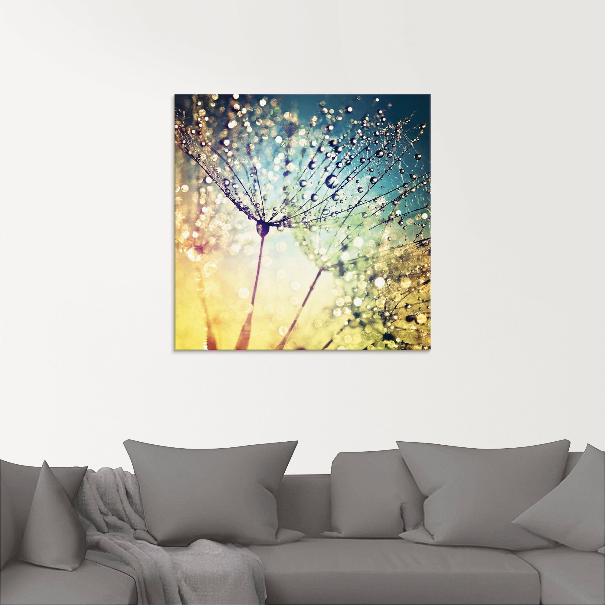 Artland Glasbild Pusteblume Zaubertropfen, Blumen (1 günstig online kaufen