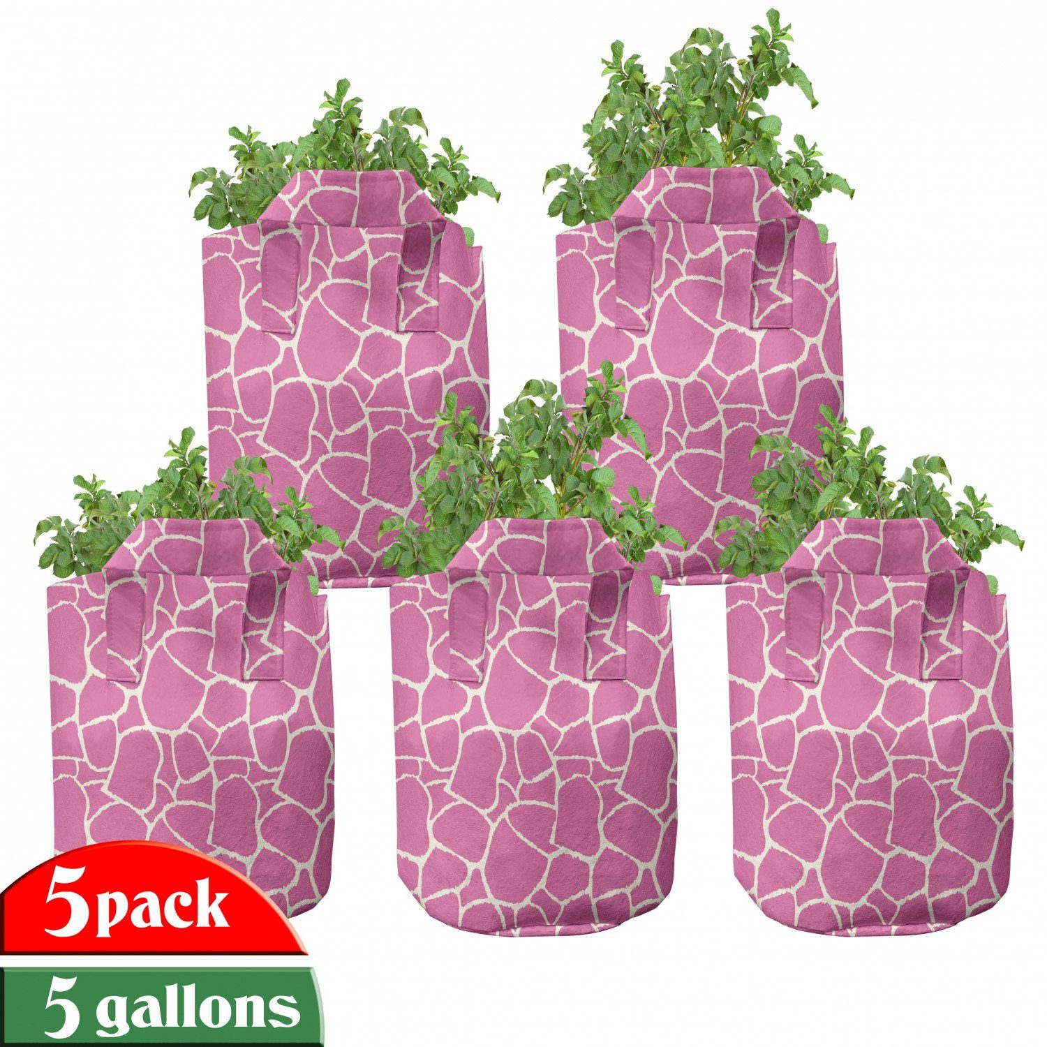 Abakuhaus Pflanzkübel hochleistungsfähig Stofftöpfe mit Griffen für Pflanzen, Hot Pink Zusammenfassung Giraffe Haut