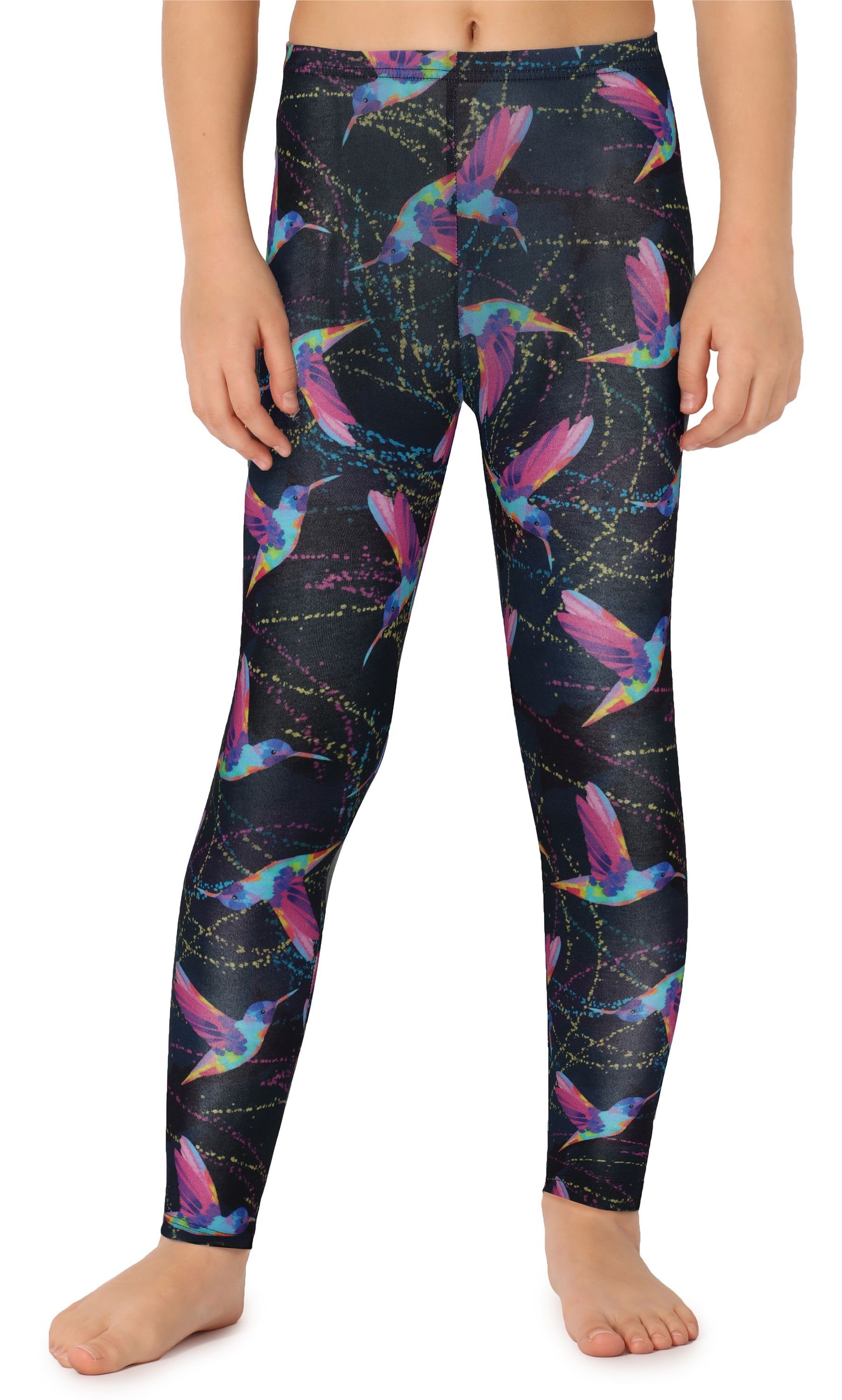 Merry Style Leggings Mädchen Lange Leggings aus Baumwolle MS10-337 (1-tlg) elastischer Bund Marineblau/Kolibri