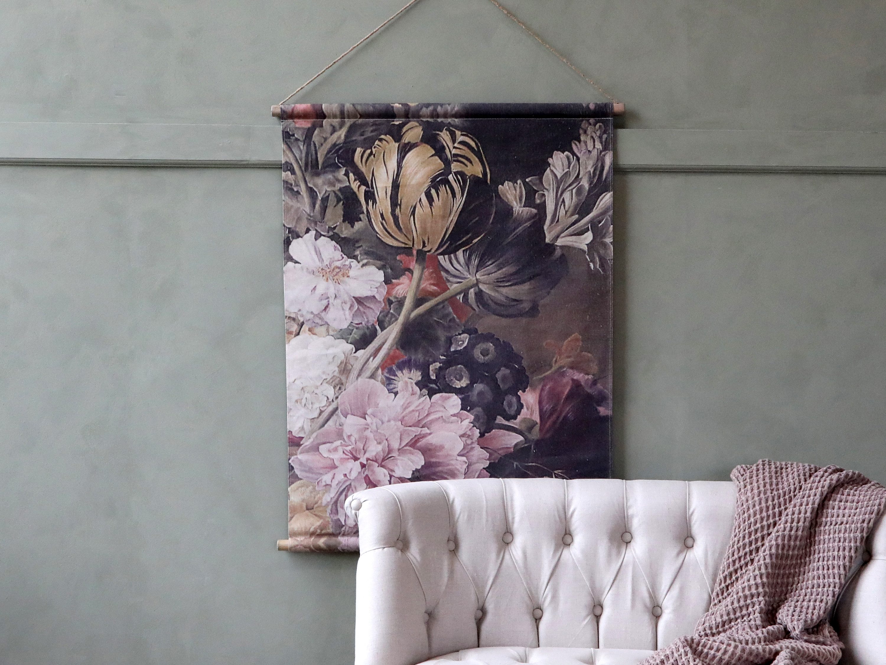 Chic Antique Leinwandbild Stoffbild Leinwandbild zum Hängen floraler Kunstdruck Wandbild Floral, 22197-00 H94x76cm, Leinwandbild
