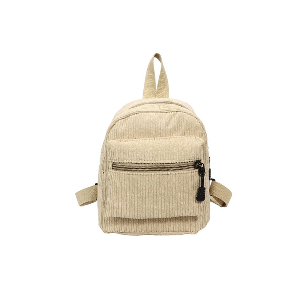 nsihing Rucksack Cord Rucksack Damen Klein, Süß Mini Rucksack Damen, Leicht, mit 2 Reißverschlusstaschen, Verstellbarem Gurt für Reisen