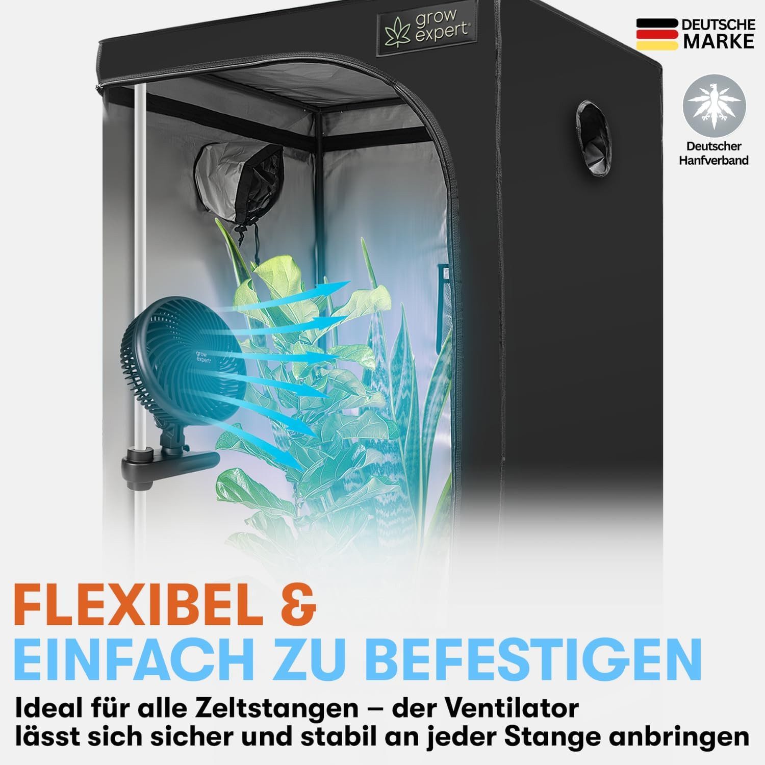 Grow Expert Wandventilator Oszillierender Grow Clip Ventilator - Umluftventilator für Grow Zelte, 250cm Kabel + 120° Oszillation – Längster & Weitester am Markt – Bild 4 von 5