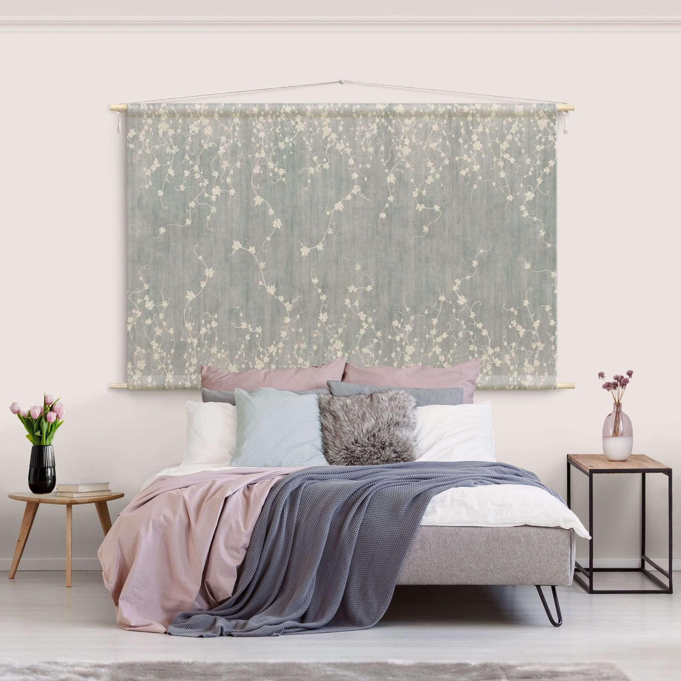 Bilderdepot24 Wandteppich modern Vintage Botanik grau, rechteckig, Höhe: 2.6 mm, großes Wandbild aus Natur-Baumwolle Wandbehang Stoffbild Tuch Wollseil