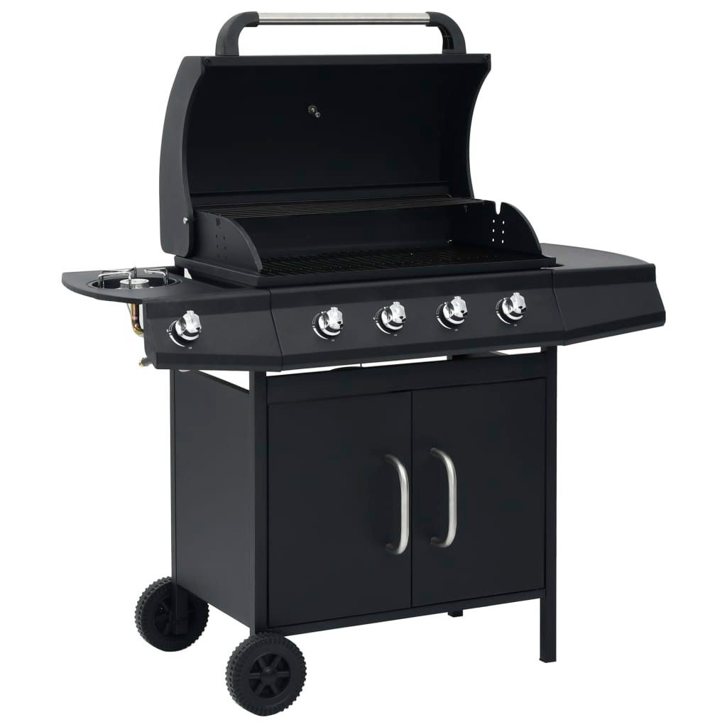 vidaXL Gasgrill Gasgrill 4+1 Flammen Schwarz Stahl