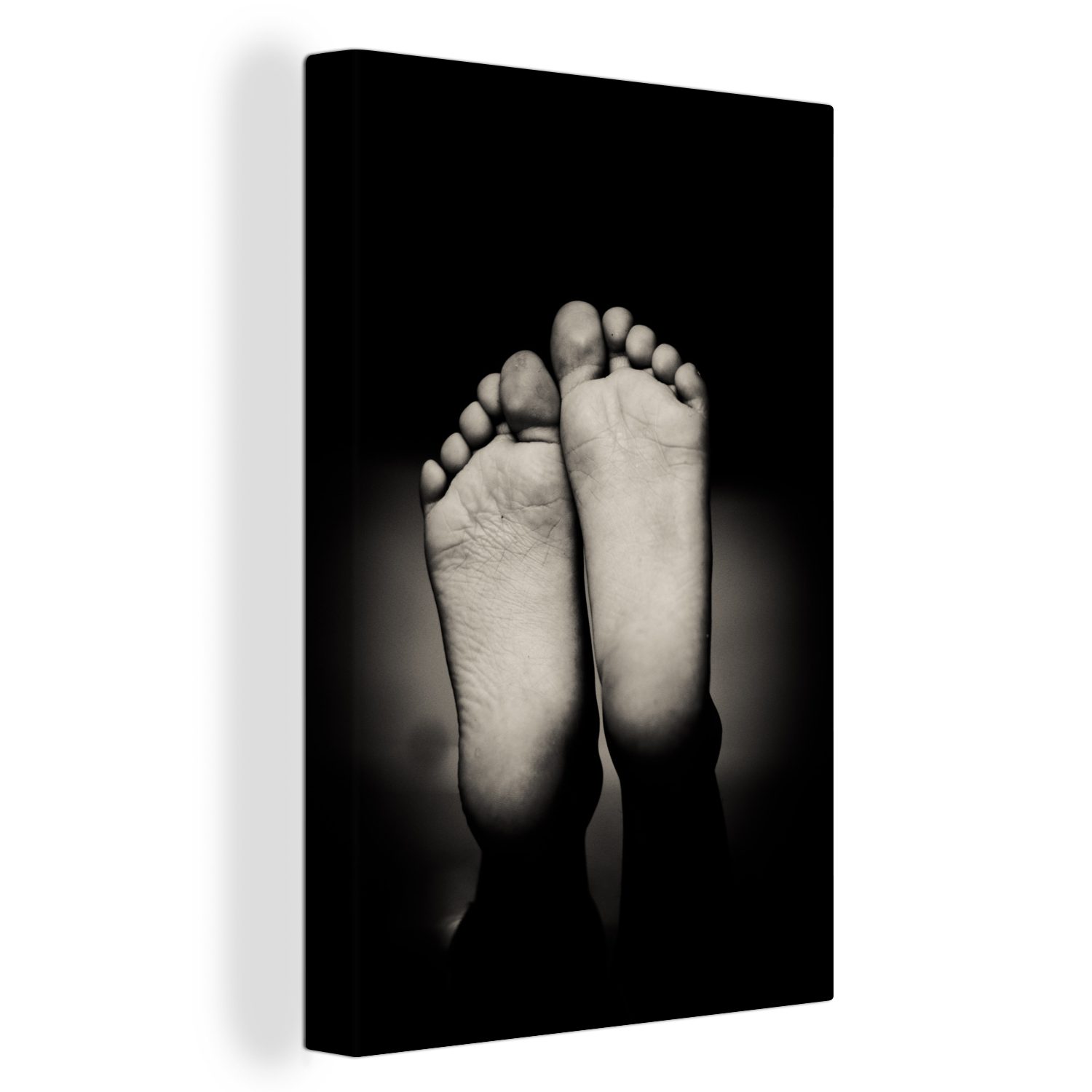 OneMillionCanvasses® Leinwandbild Füße - Schwarz - Weiß, (1 St), Leinwandbild fertig bespannt inkl. Zackenaufhänger, Gemälde, 20x30 cm