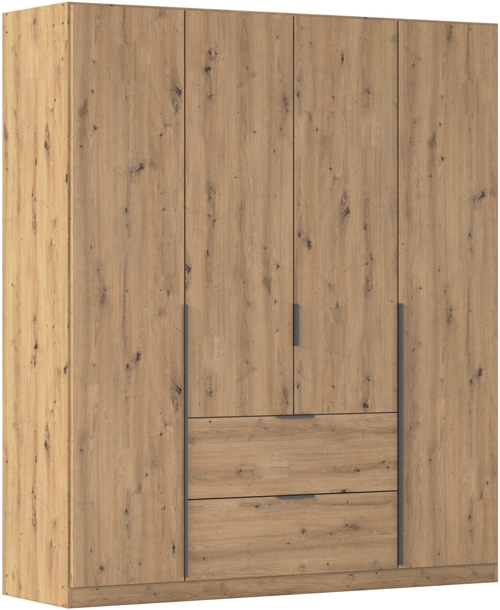 OTTO home Drehtürenschrank Kleiderschrank Schrank Garderobe AGORDO mit Dekor- oder Hochglanzfront (in zwei Griff-Farben, Breite 181 cm) mit Außenschubkästen, Serie in 7 Breiten und 2 Höhen MADE IN GERMANY