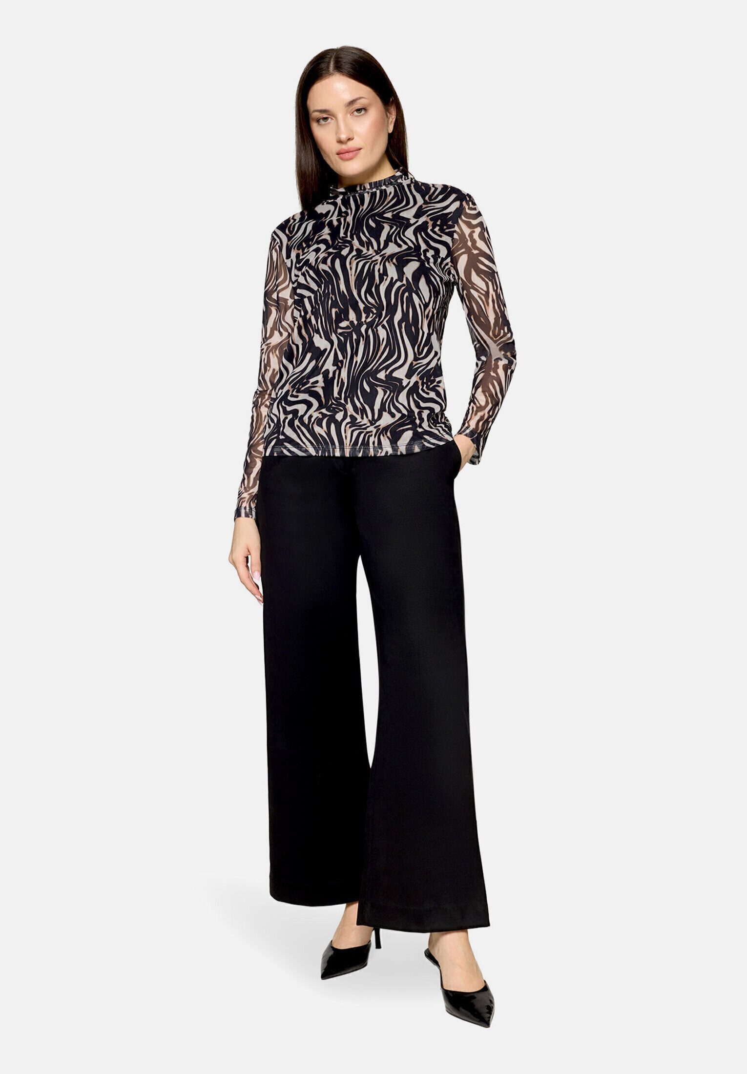 Betty&Co Kurzarmshirt Damen mit Stehkragen (1-tlg)