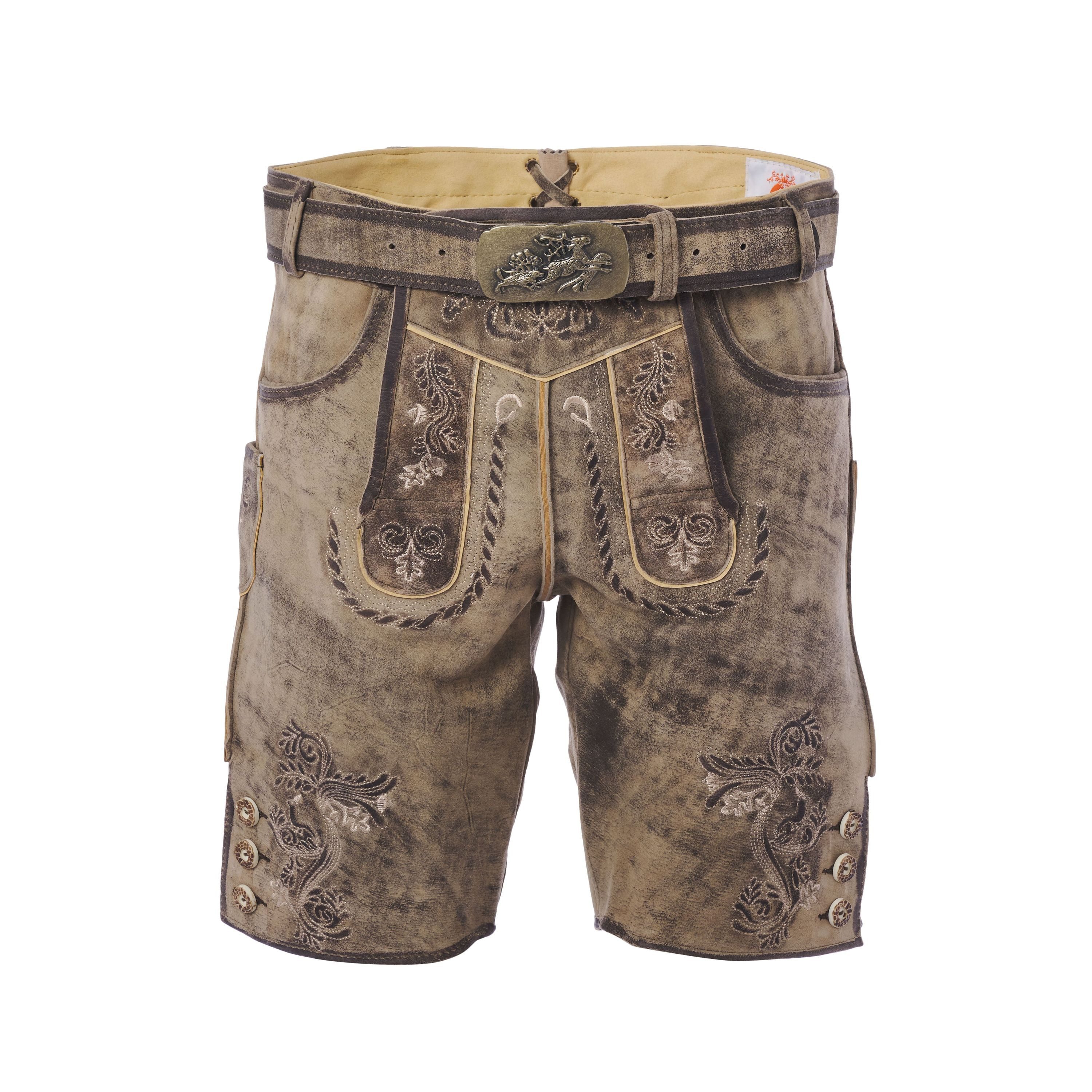 Trachtenkult Trachtenlederhose Kurze Ziegenlederhose Louis