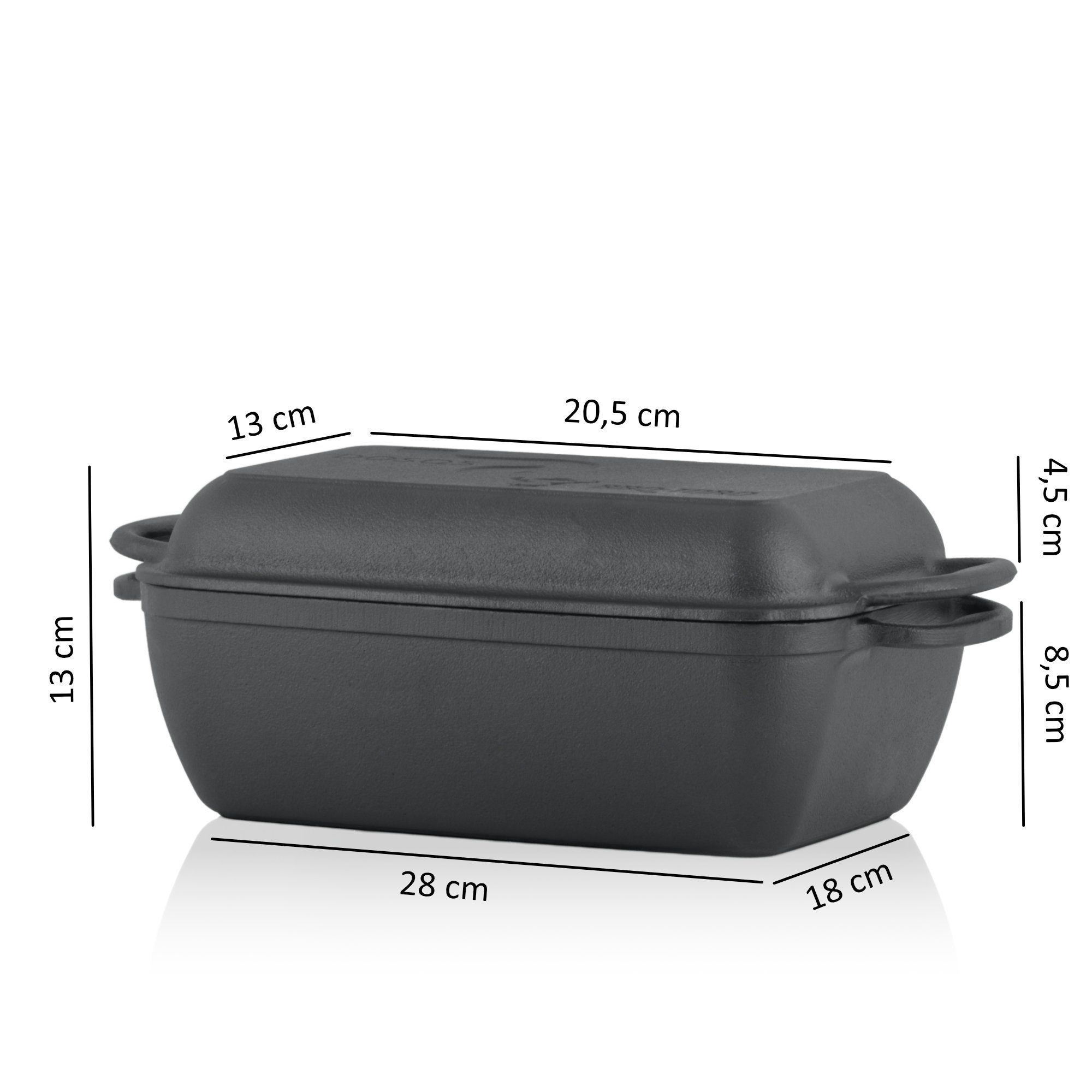 Bräter Schmortopf, L, 2in1 Pfanne Bräter BBQ-Toro 4,5 Gusseiserner Deckel mit Gusseisen und