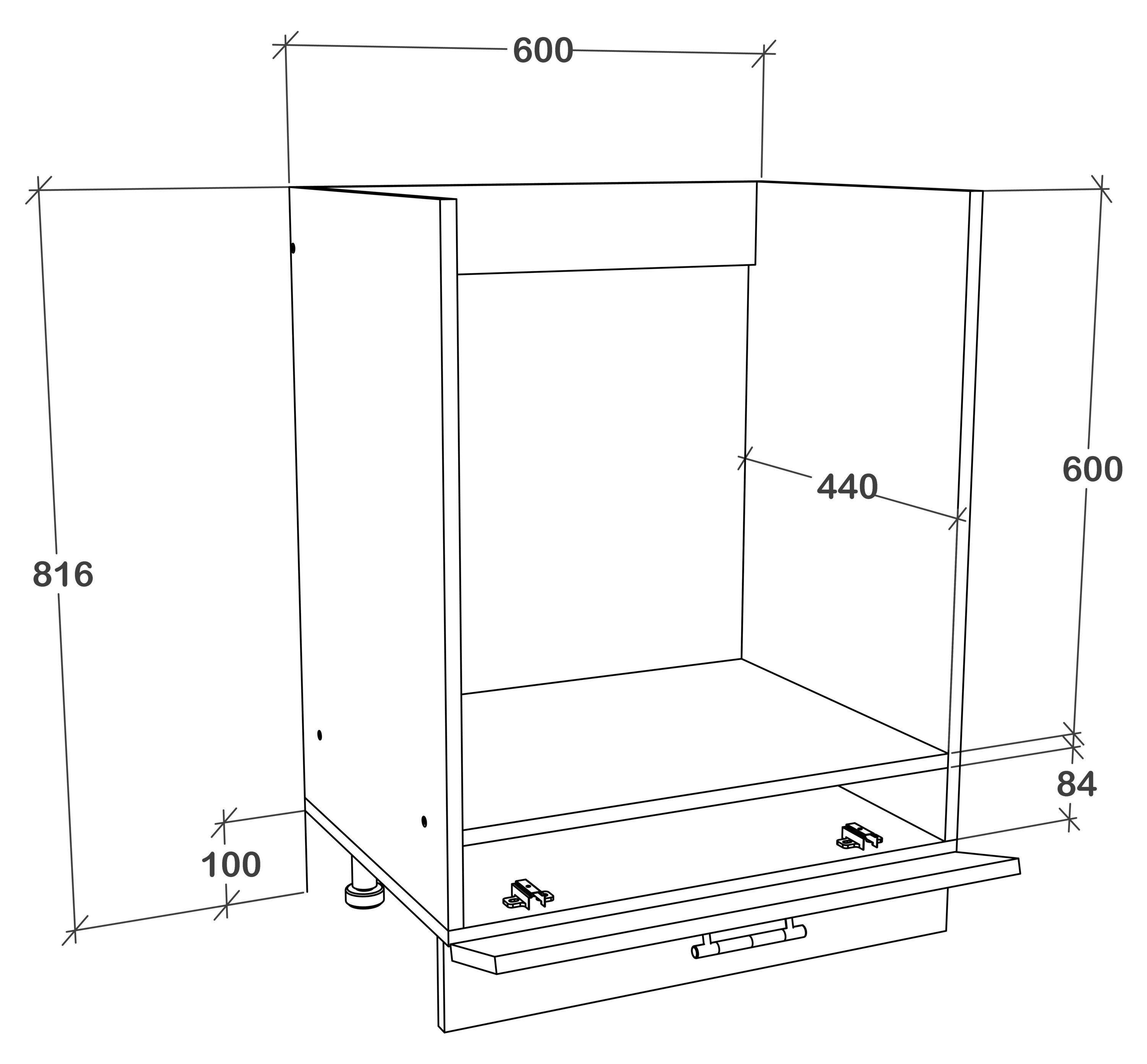 VCM Herdumbauschrank Ofenschrank Breite 60 cm Herdschrank Küche Esilo F