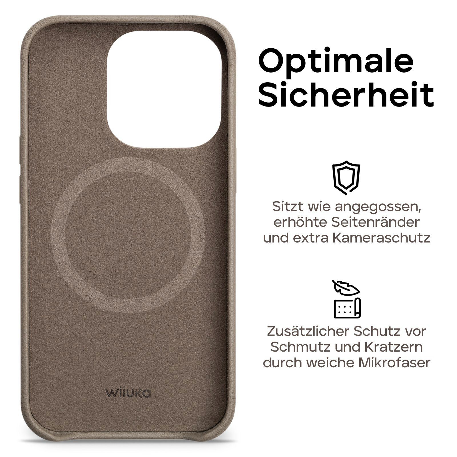 wiiuka Smartphone-Hülle skiin Handyhülle für iPhone 14 Pro Max, Handgefertigt - Deutsches Leder, Premium Case