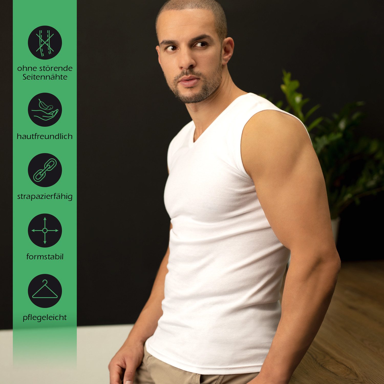celodoro Unterhemd Herren Business Muskelshirt V-Neck (3er Pack) Muscle Shirt