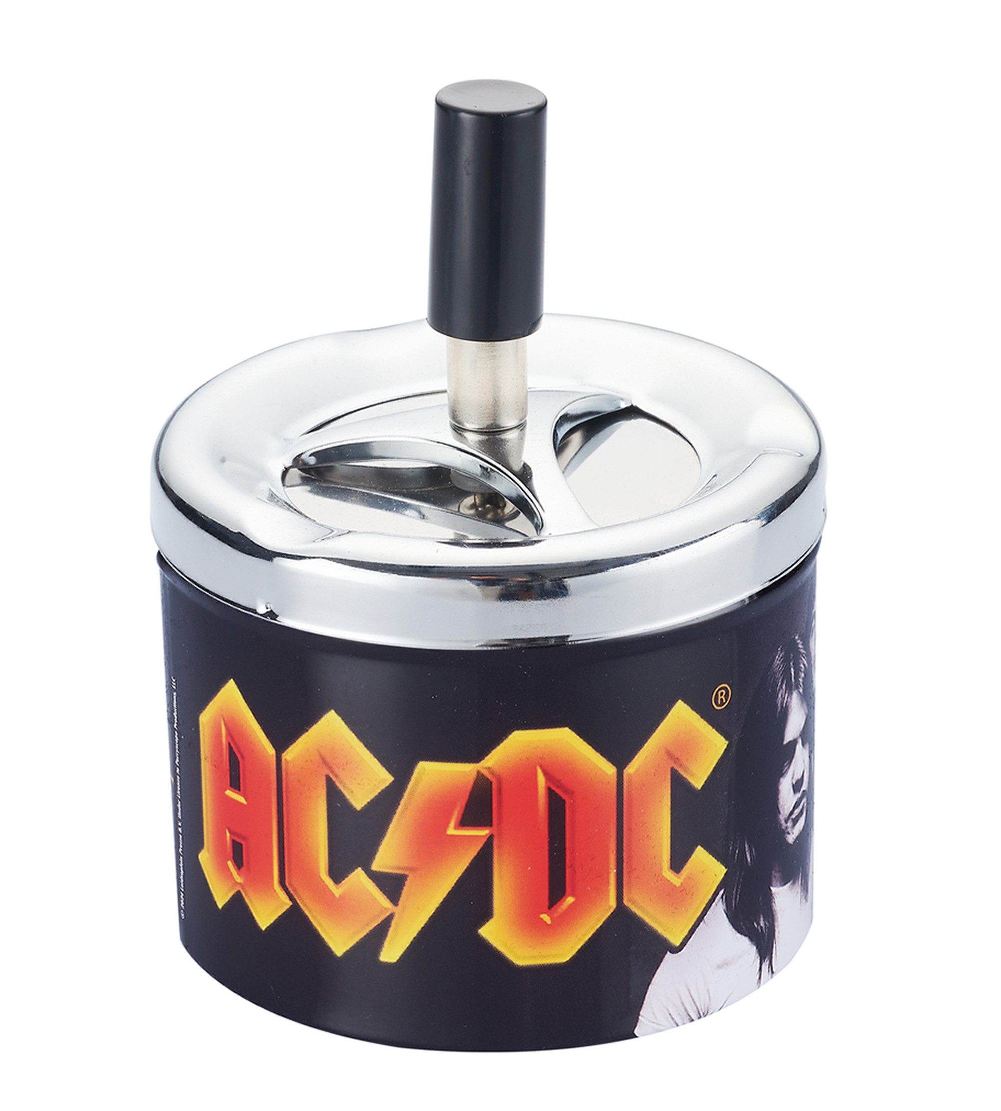 CHAMP Aschenbecher DREHASCHENBECHER AC/DC Ø9,5cm aus Metall Aschenbecher 50 (Schwarz), Windaschenbecher Druckaschenbecher Windaschenbecher Ascher