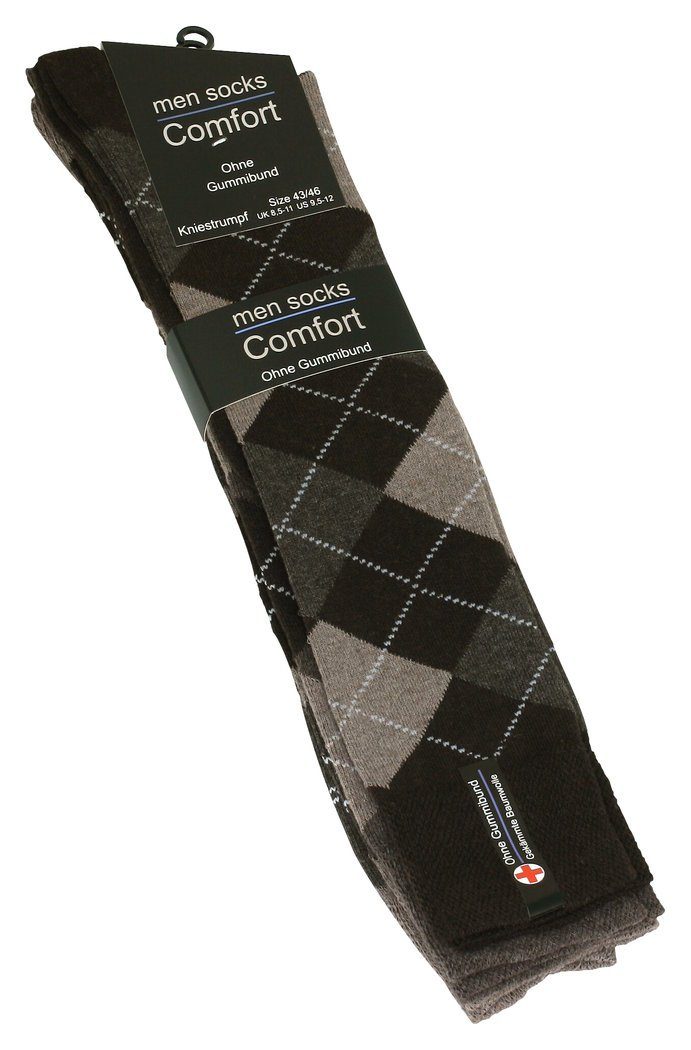 Cotton Prime® Kniestrümpfe 3 Paar, mit Karos (3-Paar) in angenehmer Baumwol günstig online kaufen